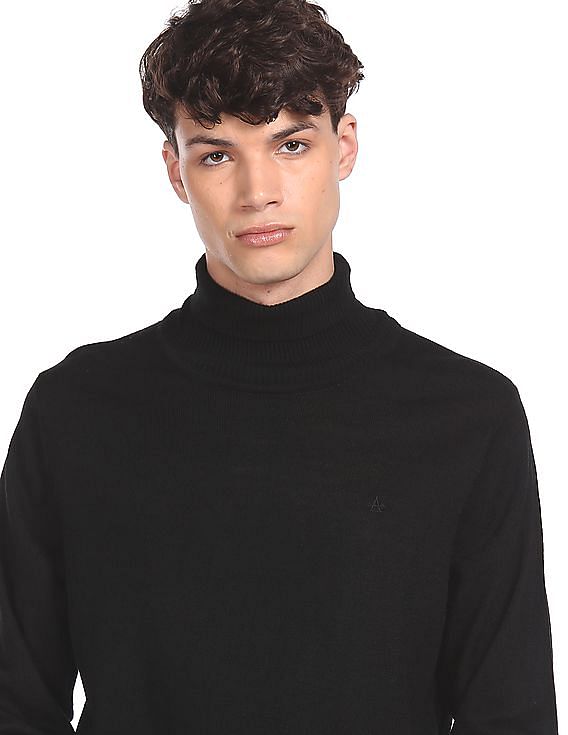 Buy Arrow Sports Men Black Turtleneck Solid Sweater NNNOW