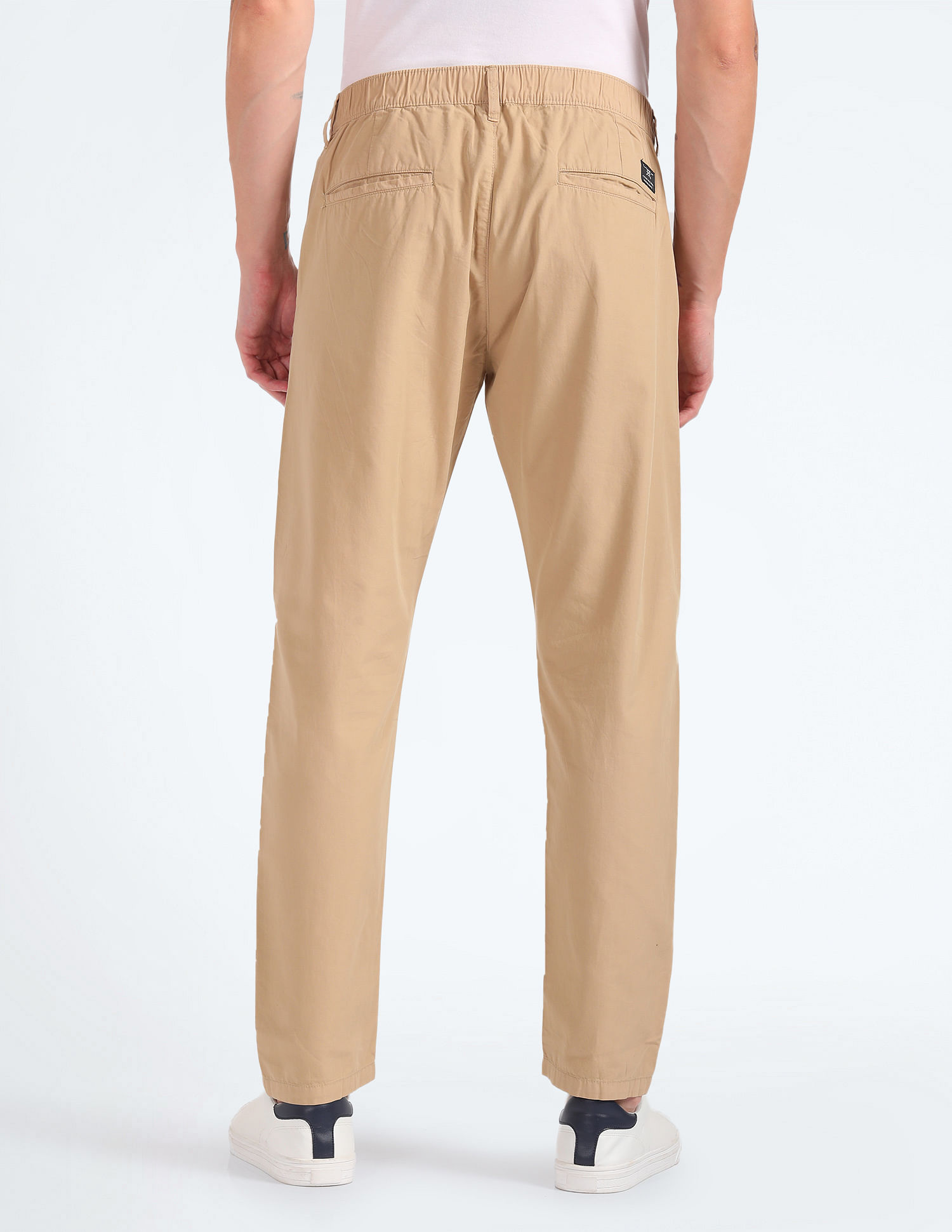 Flying Machine Elasticised Waist Solid Trousers