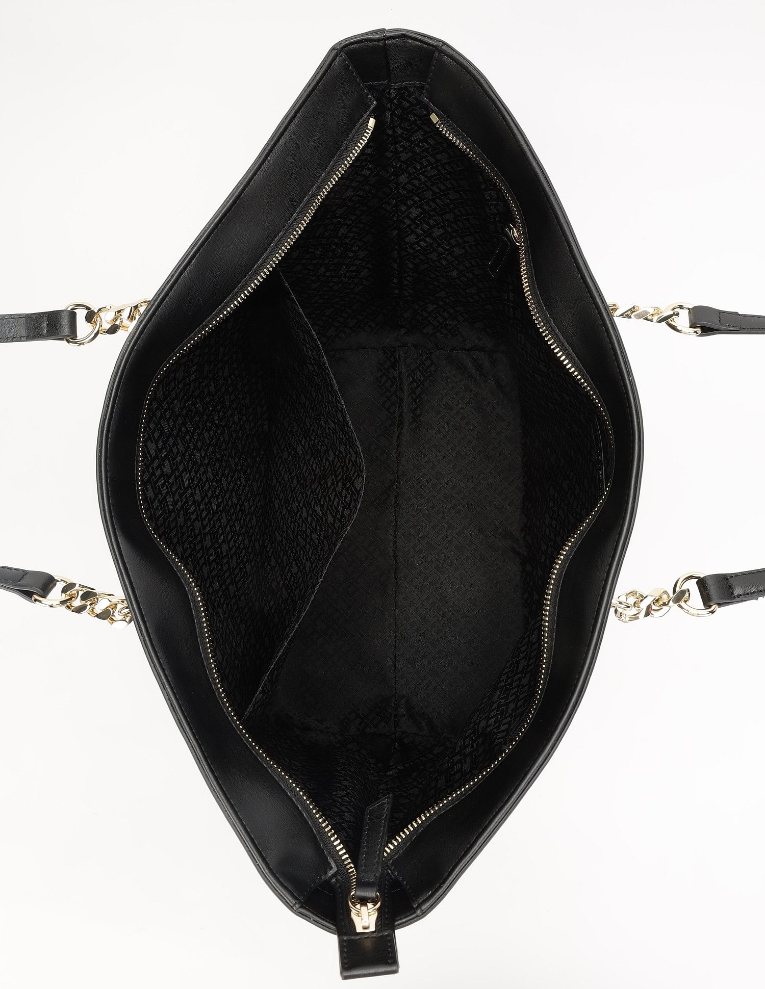 Tommy Hilfiger Solid Black Pu Tote Bag