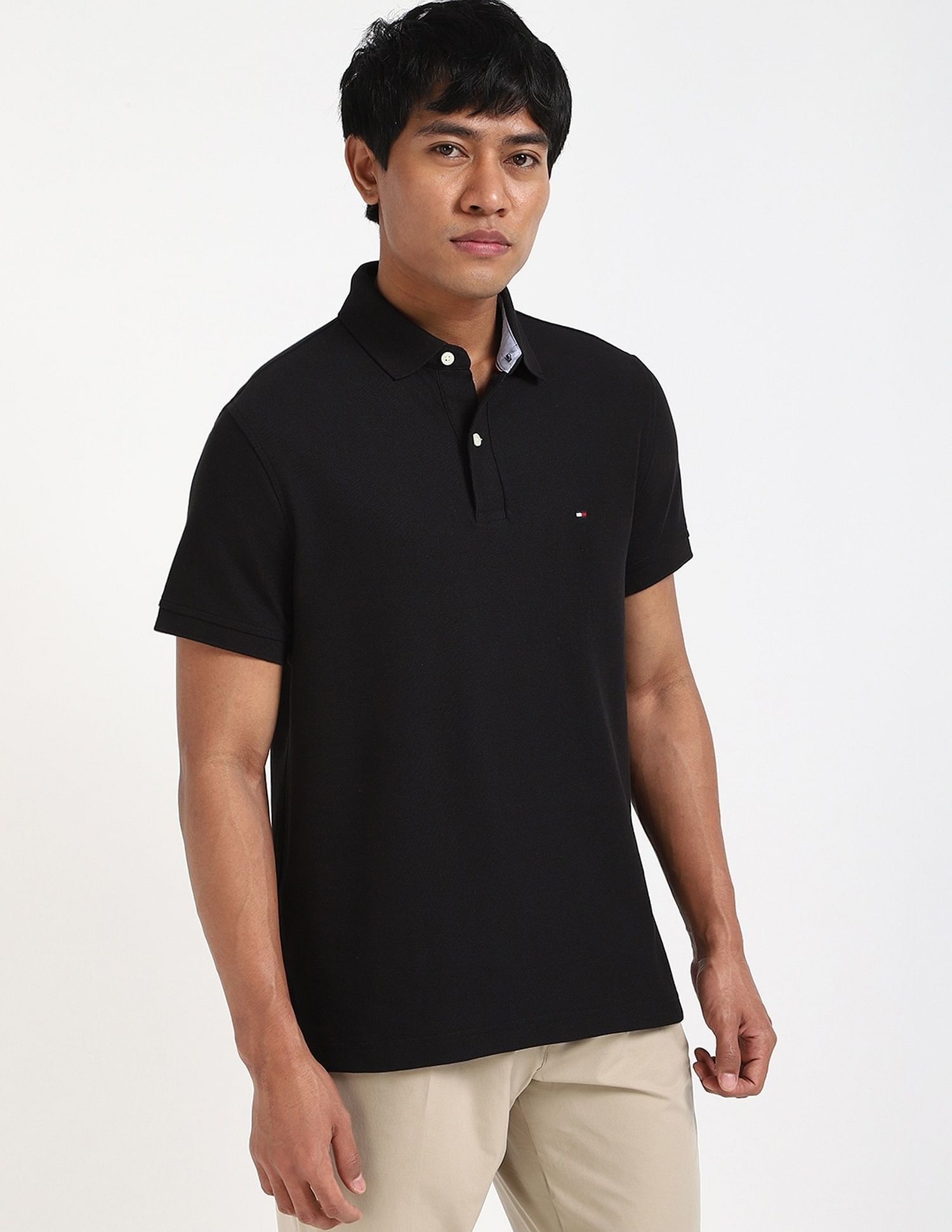 Tommy Hilfiger Solid Regular-Fit Cotton Polo Shirt
