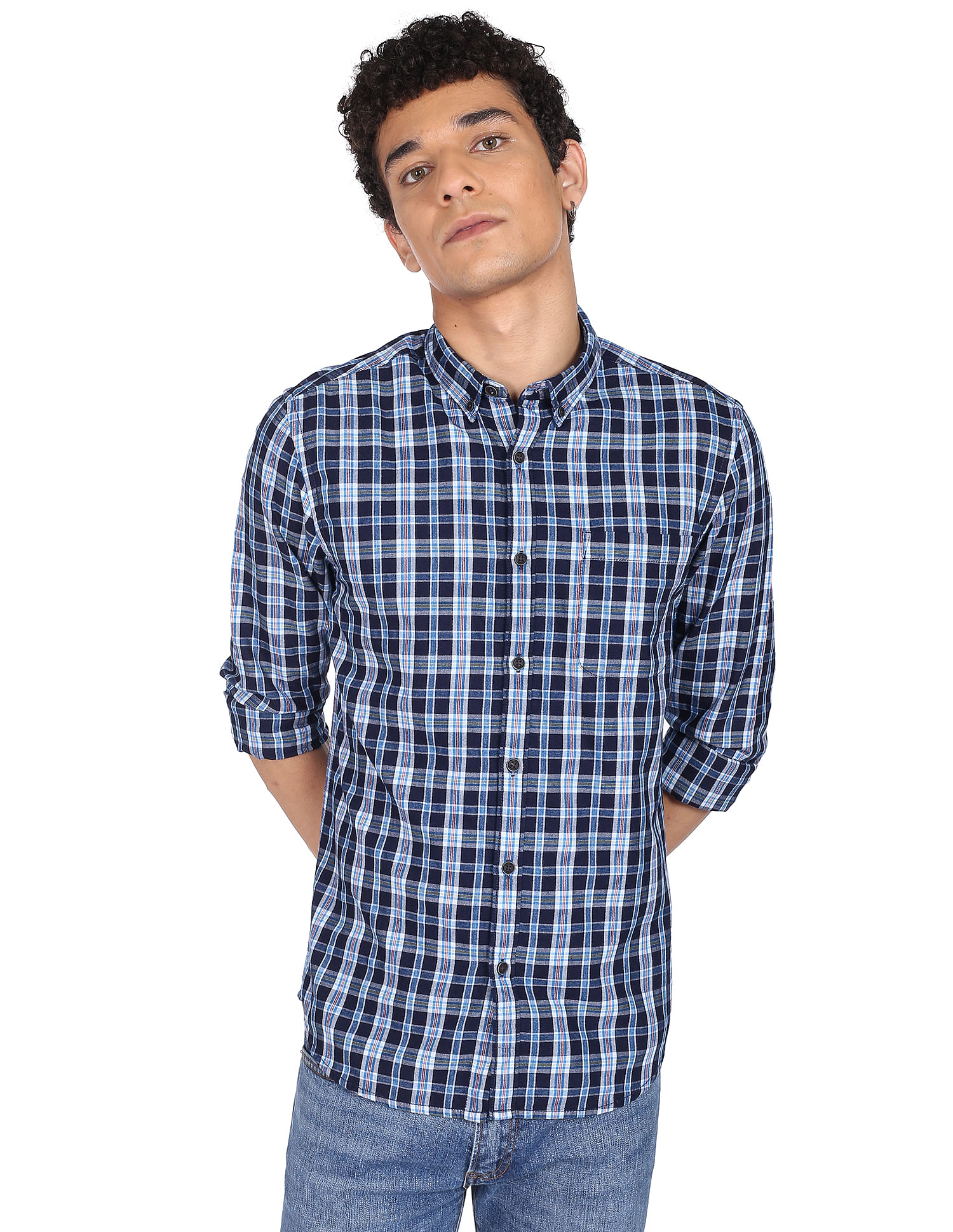 Flying Machine Plaid Check Cotton Shirt