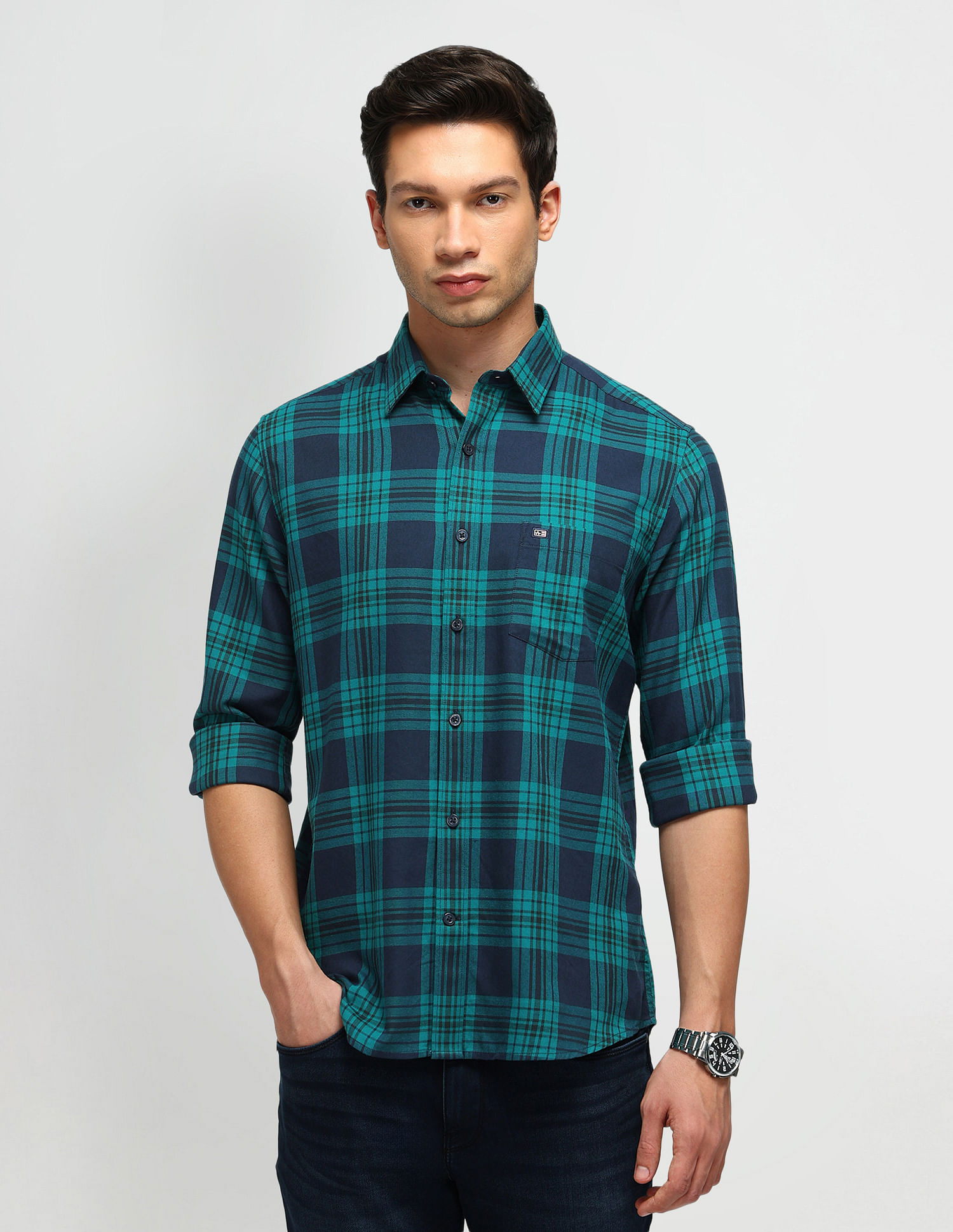 Arrow Sport Slim Fit Tartan Checked Shirt