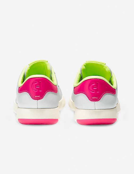 Cole Haan Women Optic White And Pink Glow GrandPrø Tennis Sneakers
