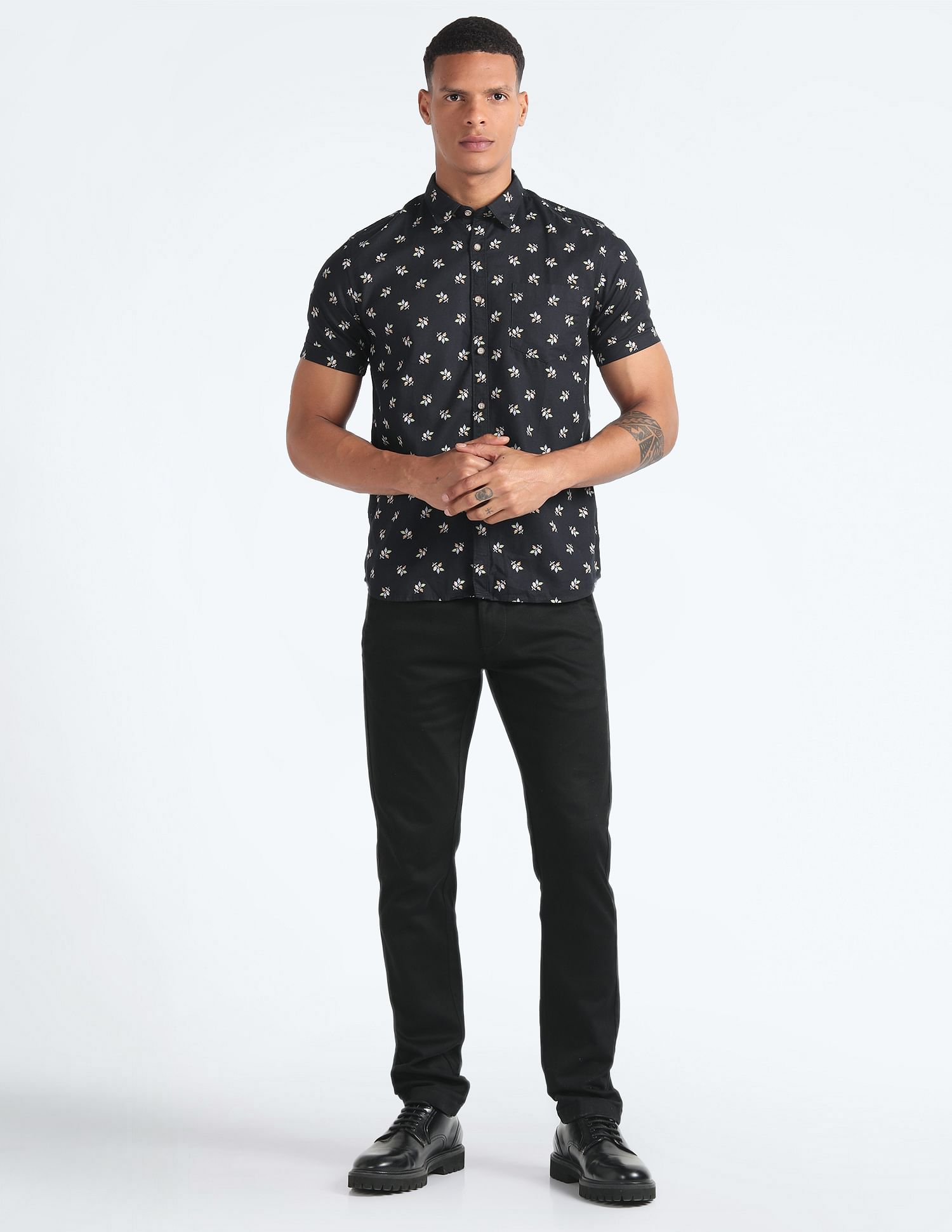 Flying Machine Floral Print Cotton Shirt