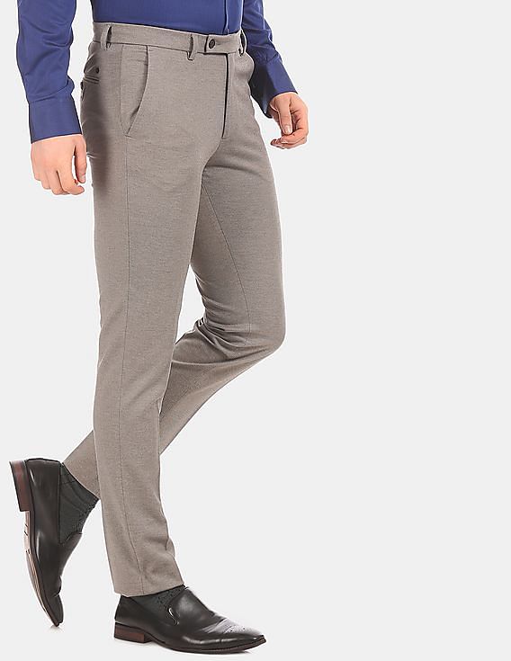 Buy Arrow Heathered Dobby Formal Trousers online
