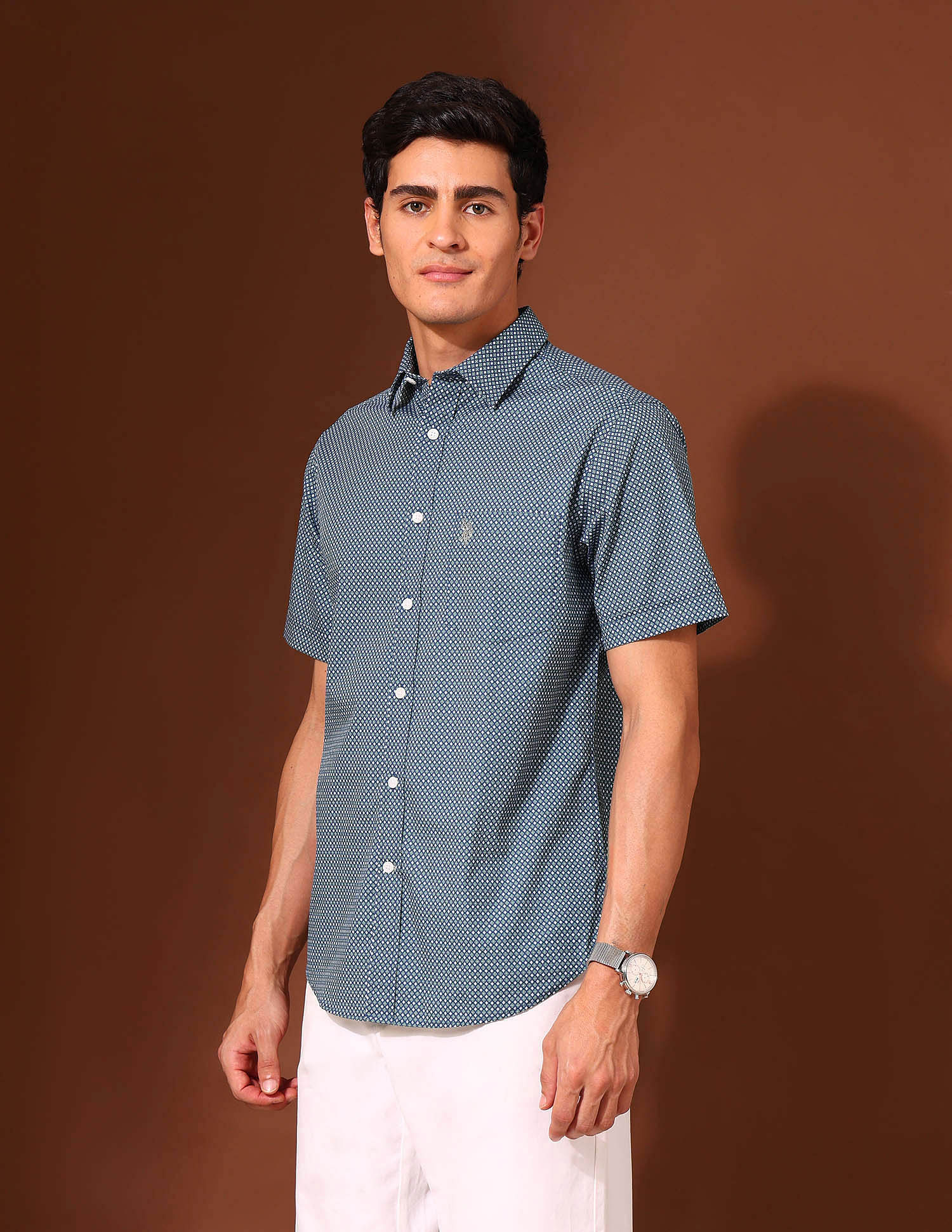 U.S. Polo Assn. Geometric Printed Tailored Fit Shirt