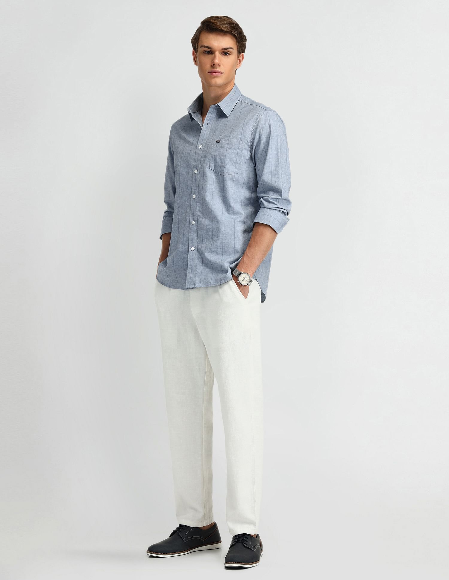 Arrow Sport Vertical Striped Cotton Shirt