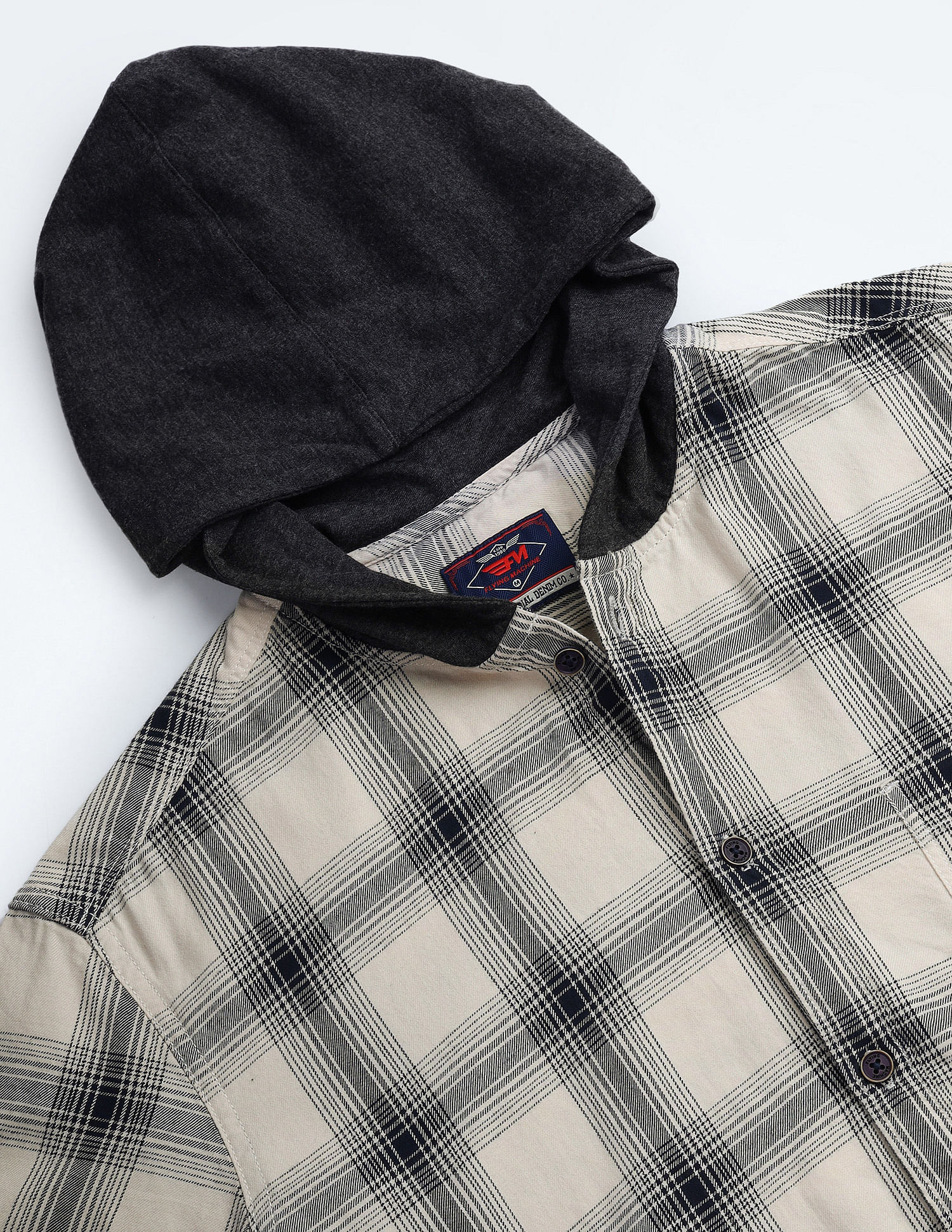 Flying Machine Pure Cotton Hooded Shirt