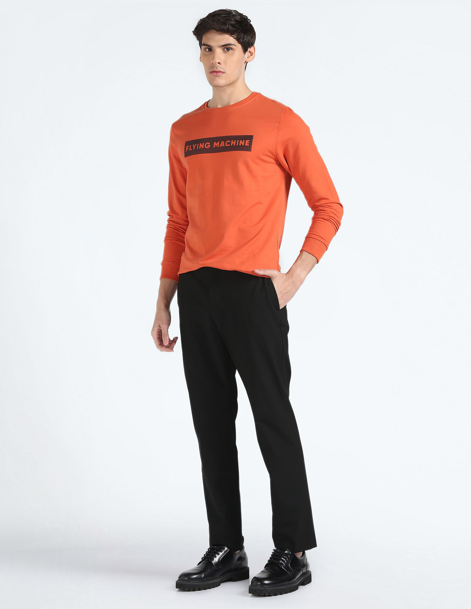 Flying Machine Crew Neck Typographic Print Sweatshirt