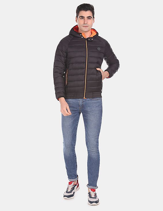 U.S. Polo Assn. Men Black Hood Quilted Puffer Jacket