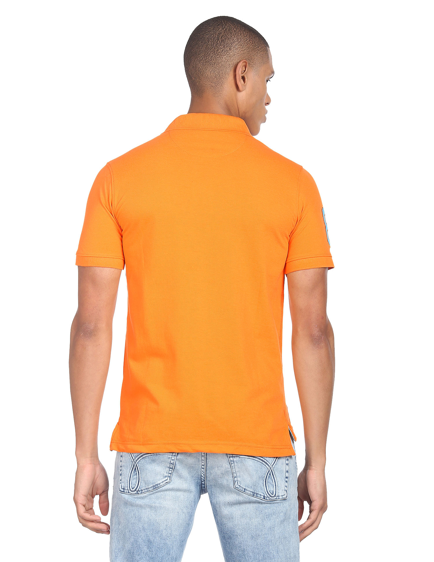Flying Machine Printed Collar Applique Logo Polo Shirt