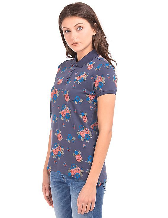 U.S. Polo Assn. Women Floral Print Regular Fit Polo Shirt
