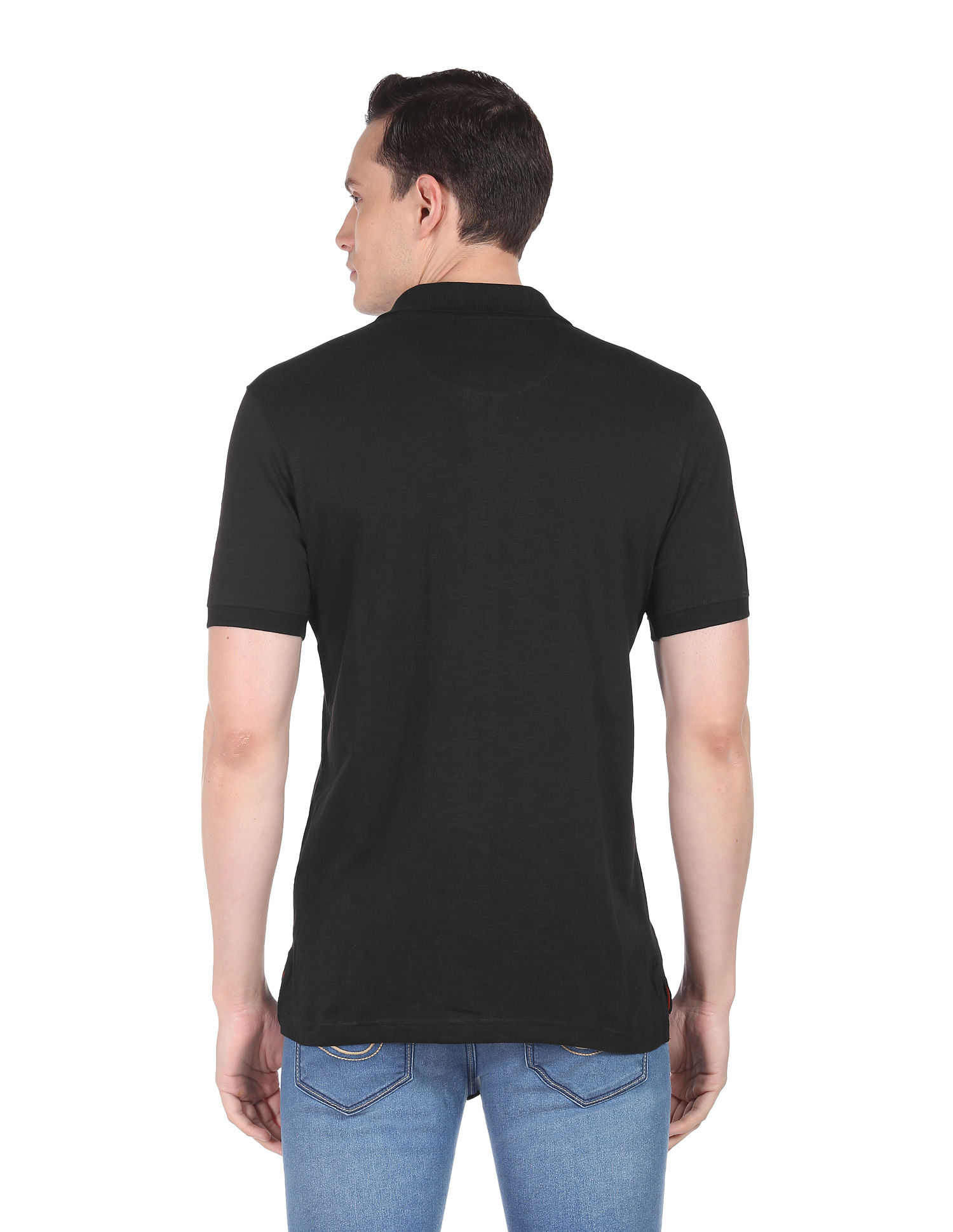 AD by Arvind Modern Jersey Slub Polo Shirt