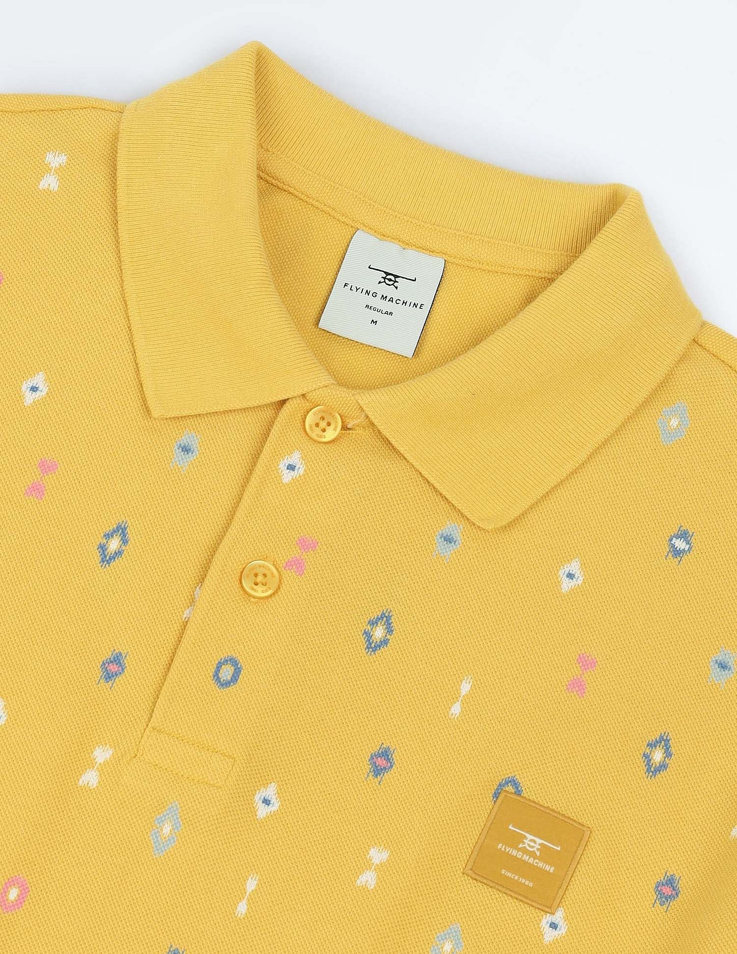 Flying Machine All Over Print Cotton Polo Shirt