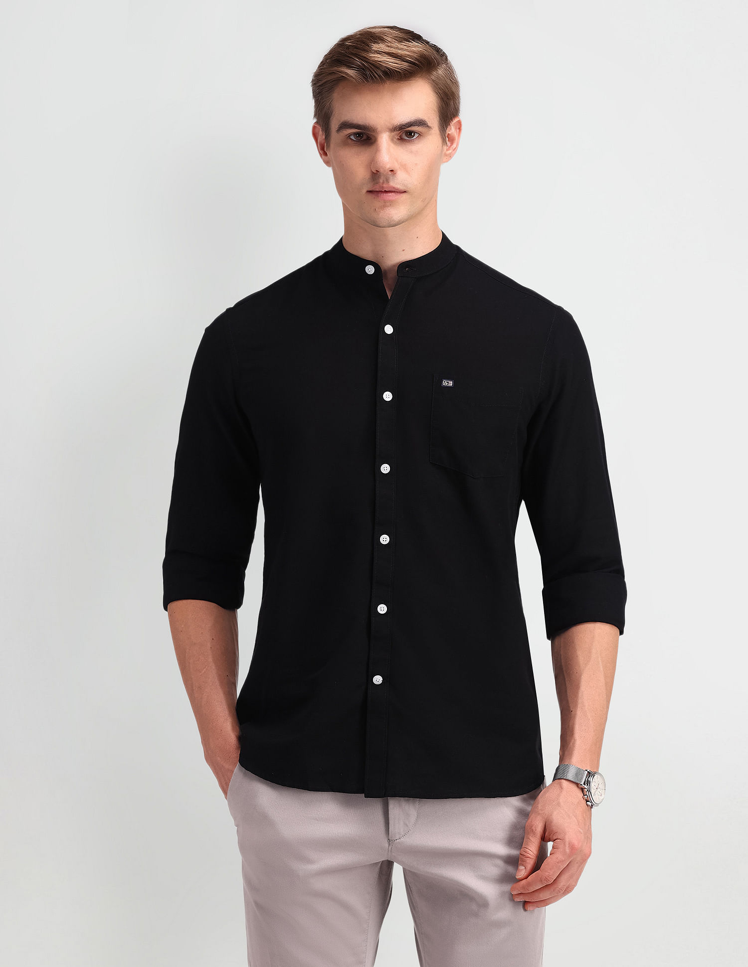 Arrow Sport Solid Manhattan Slim Fit Shirt