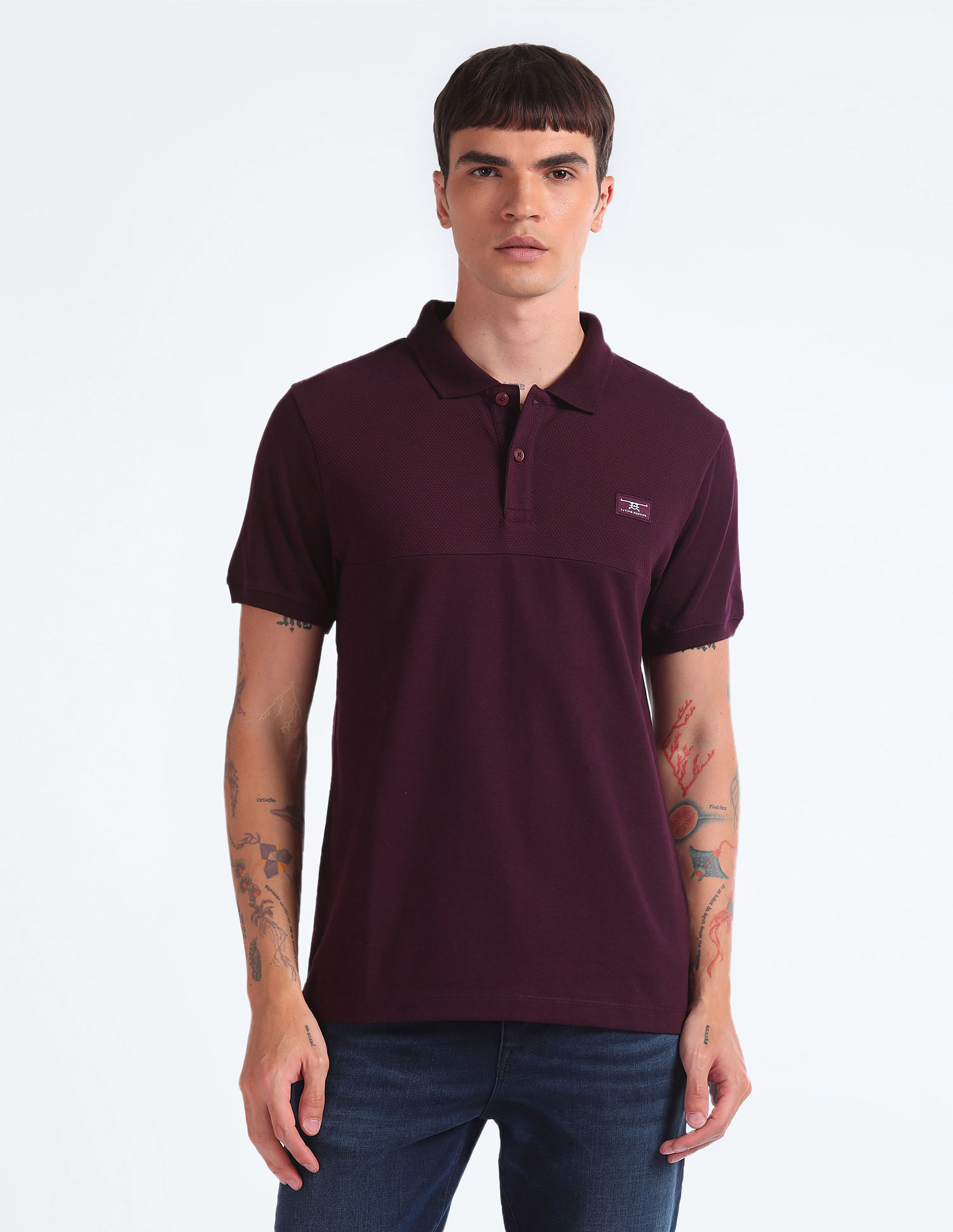 Flying Machine Relaxed Solid Cotton Polo Shirt