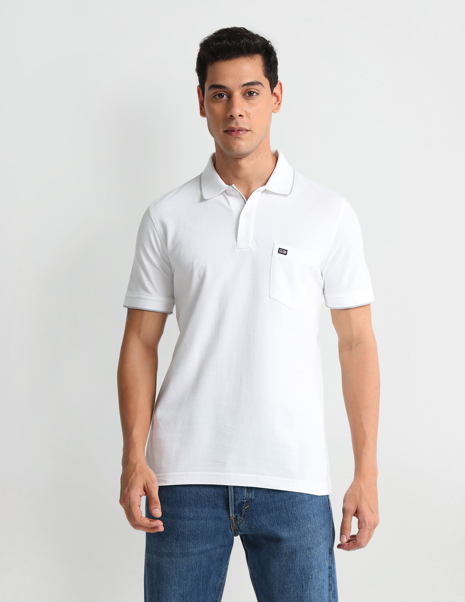 Arrow Sports Tipped Collar Regular Fit Polo Shirt