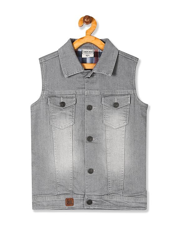 grey denim vest