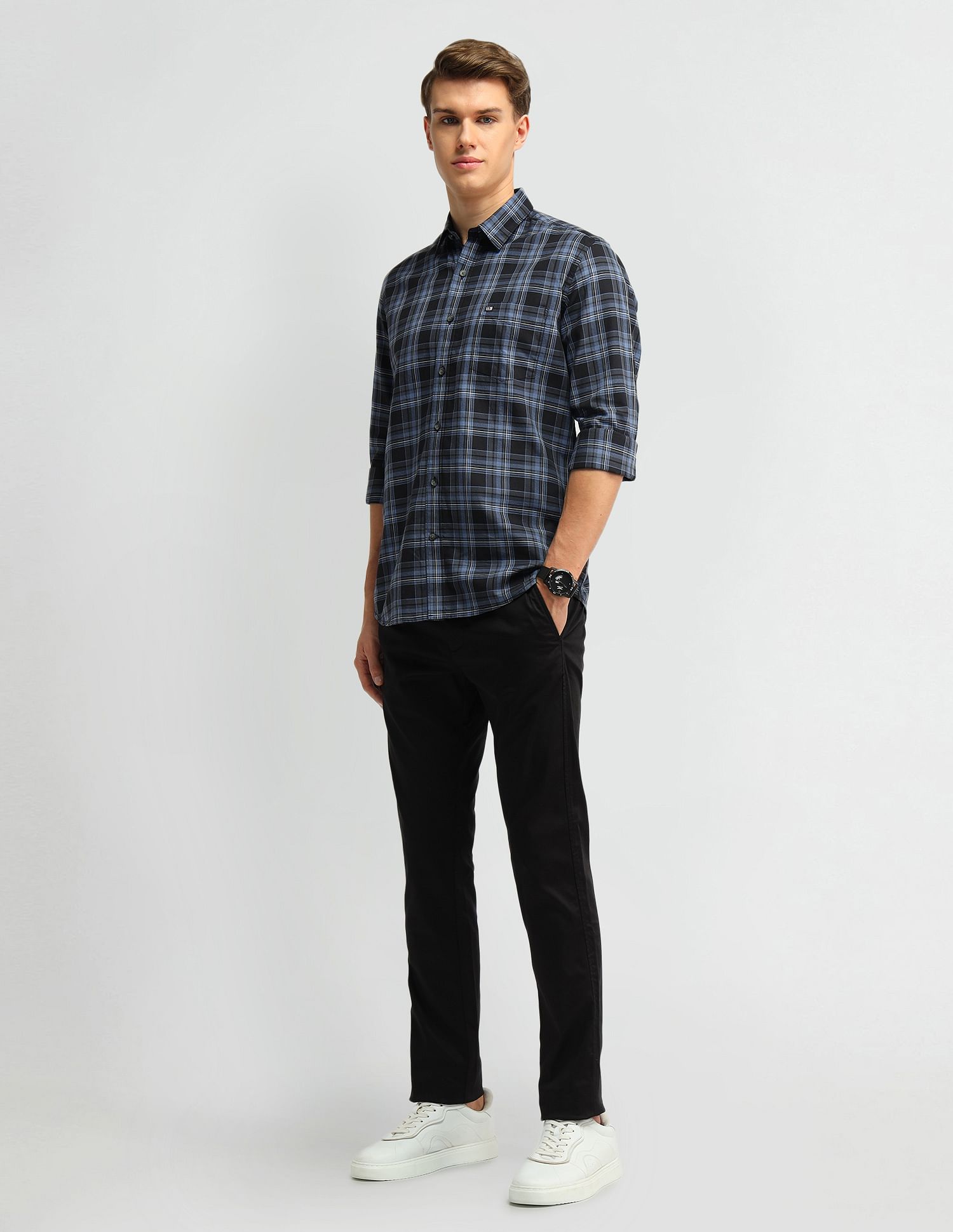 Arrow Sport Plaid Checks Slim Fit Shirt