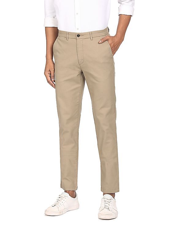 Peter England Casual Trousers  Buy Peter England Men Khaki Solid Super Slim  Fit Casual Trousers Online  Nykaa Fashion