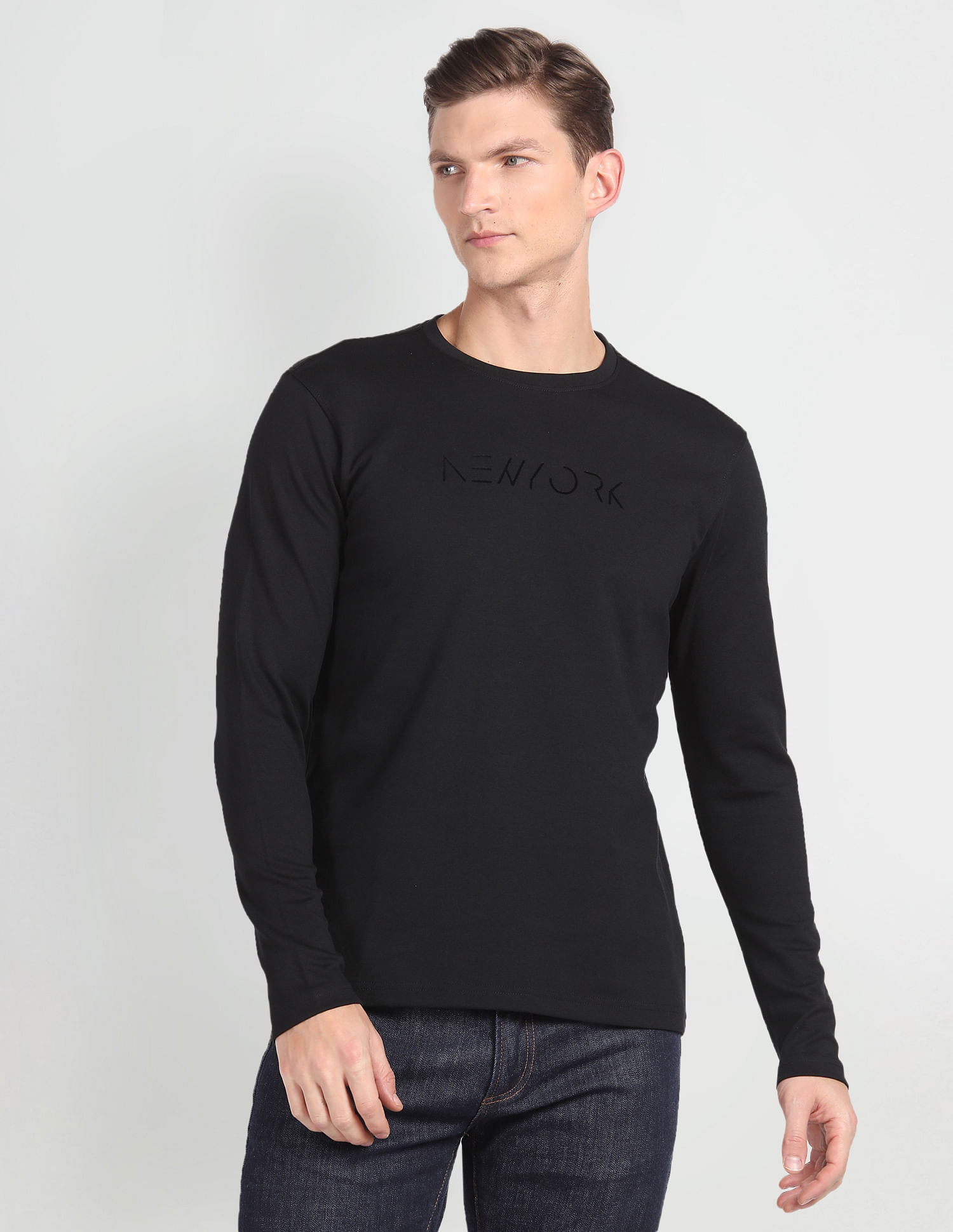 Arrow Newyork Long Sleeve Typographic Print T-Shirt