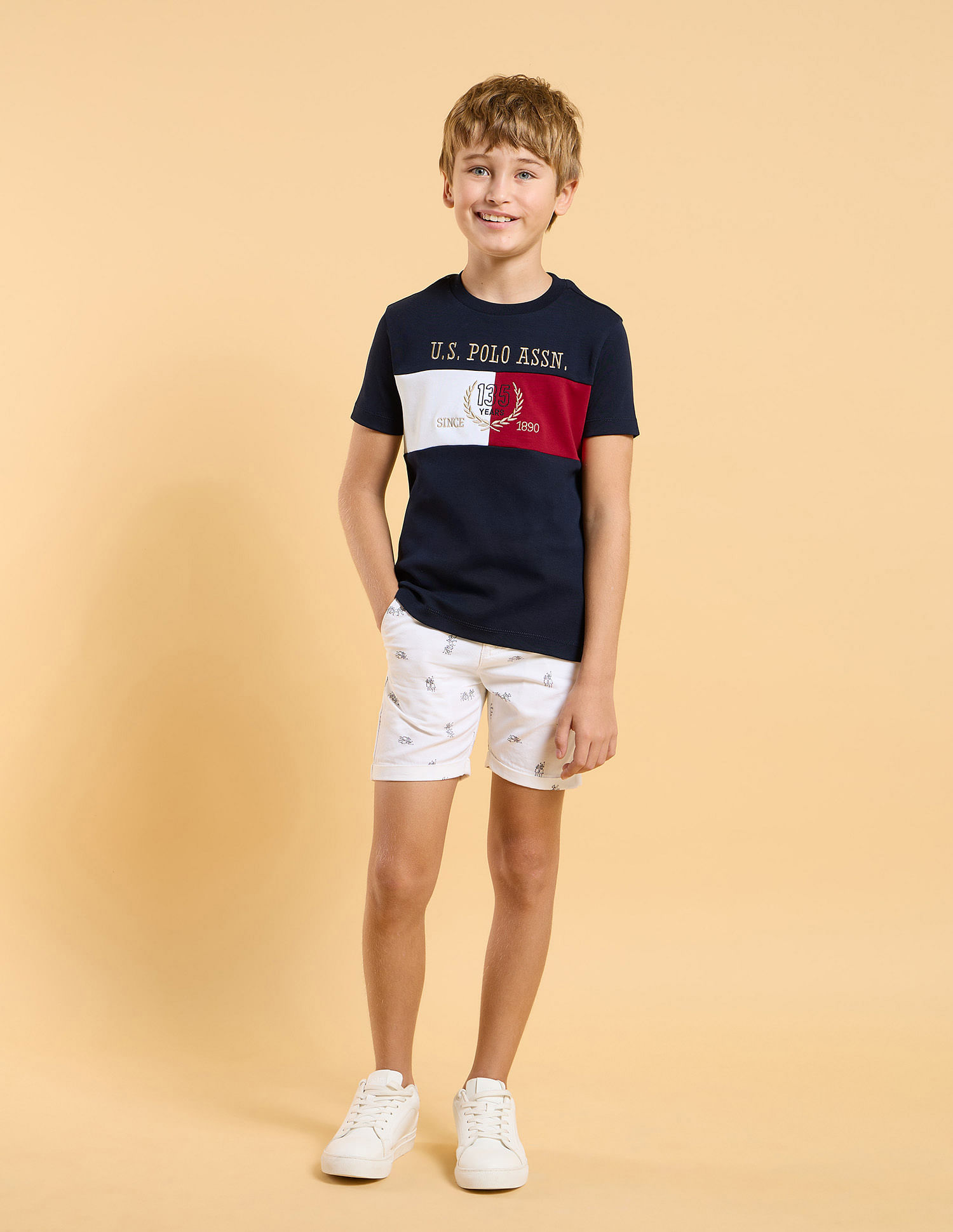 U.S. Polo Assn. Kids Boys Colourblocked Regular Fit T-Shirt