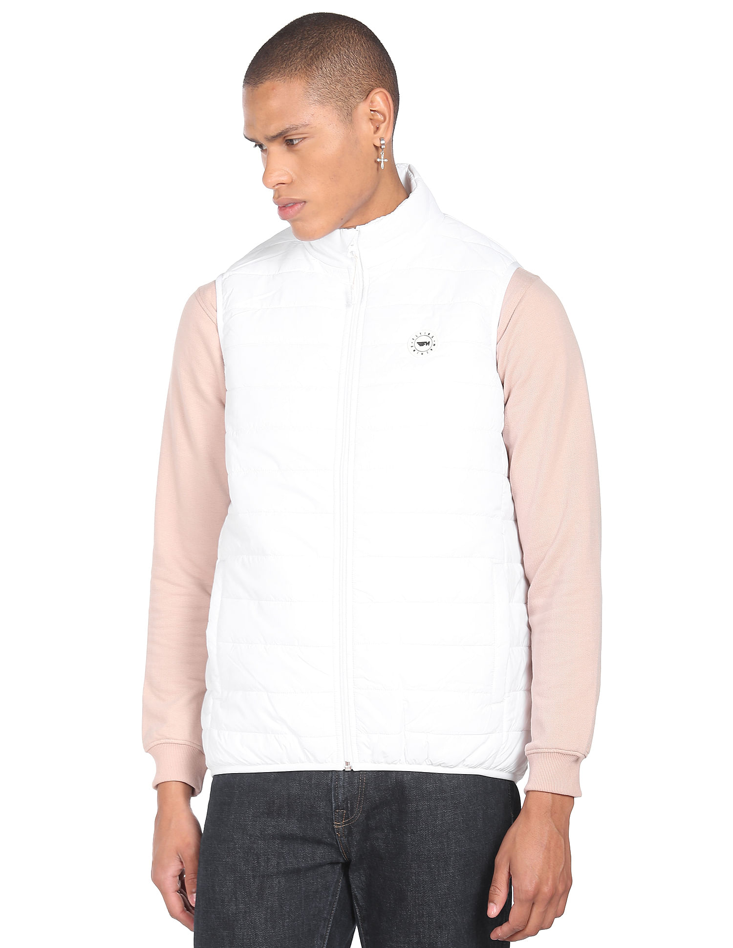 Flying Machine Sleeveless Solid Jacket