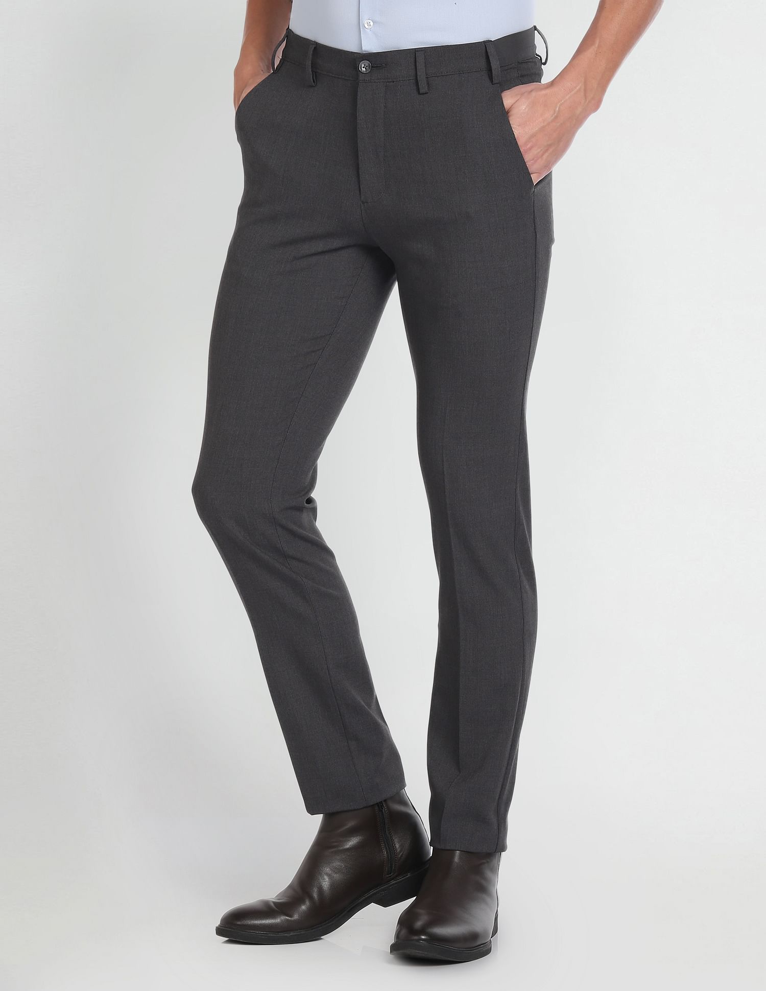 Arrow Mid Rise Solid Autoflex Trousers