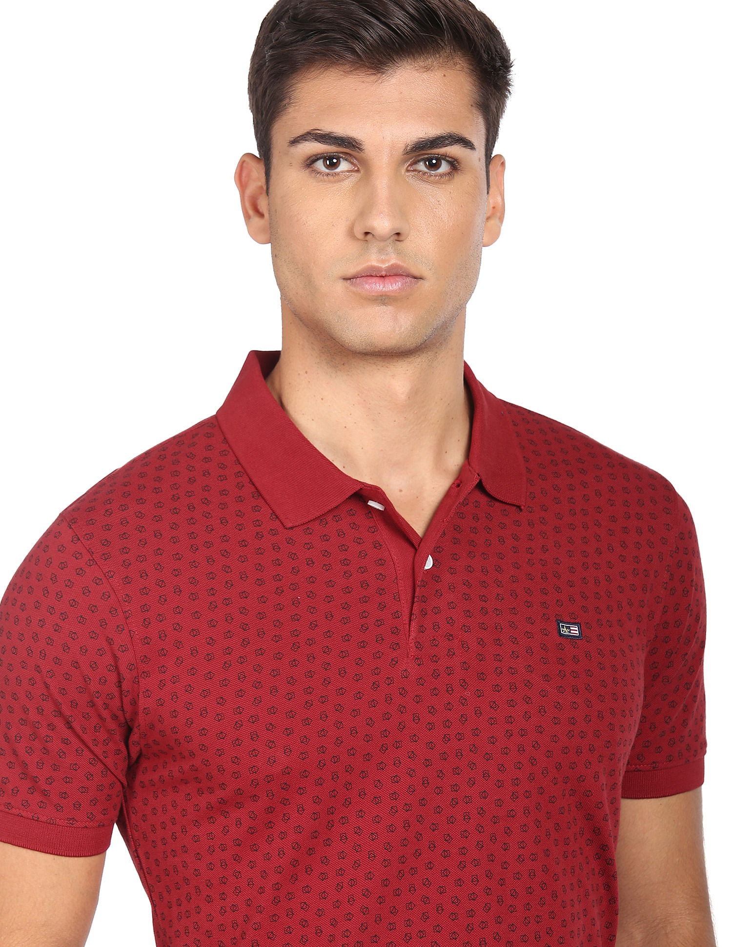 Arrow Sports Geometric Print Cotton Polo Shirt
