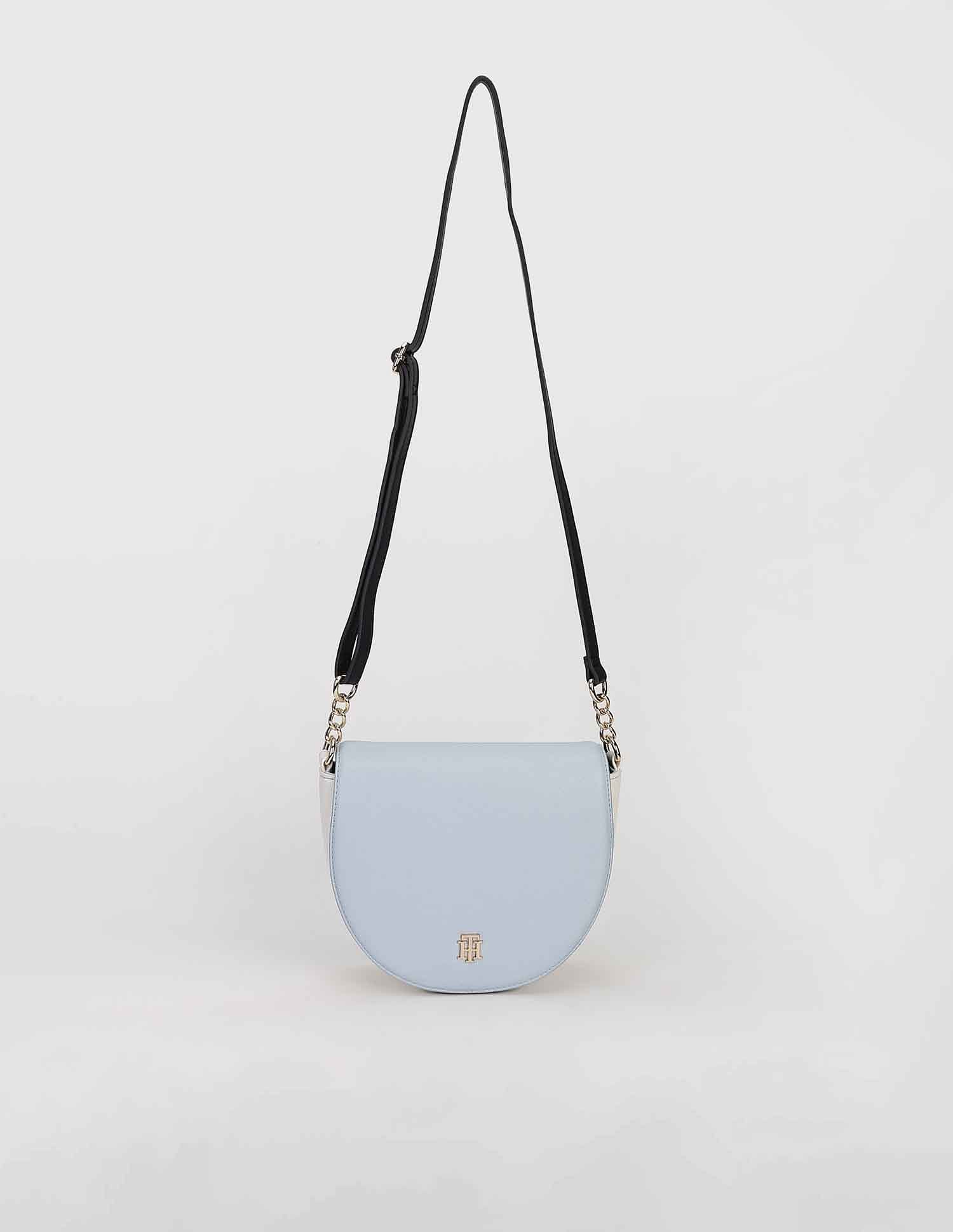Tommy Hilfiger Solid Blue PU Sling Bags