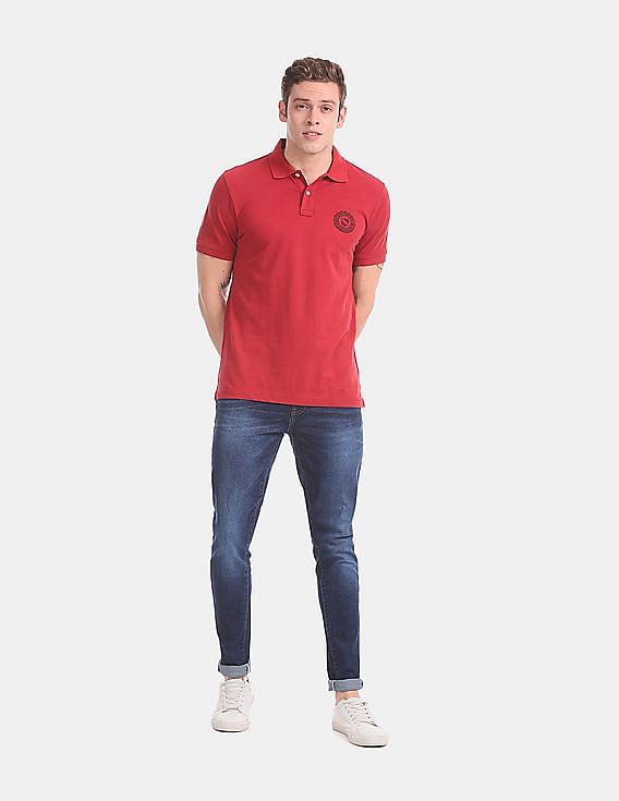 Aeropostale Red Rear Print Pique Polo Shirt