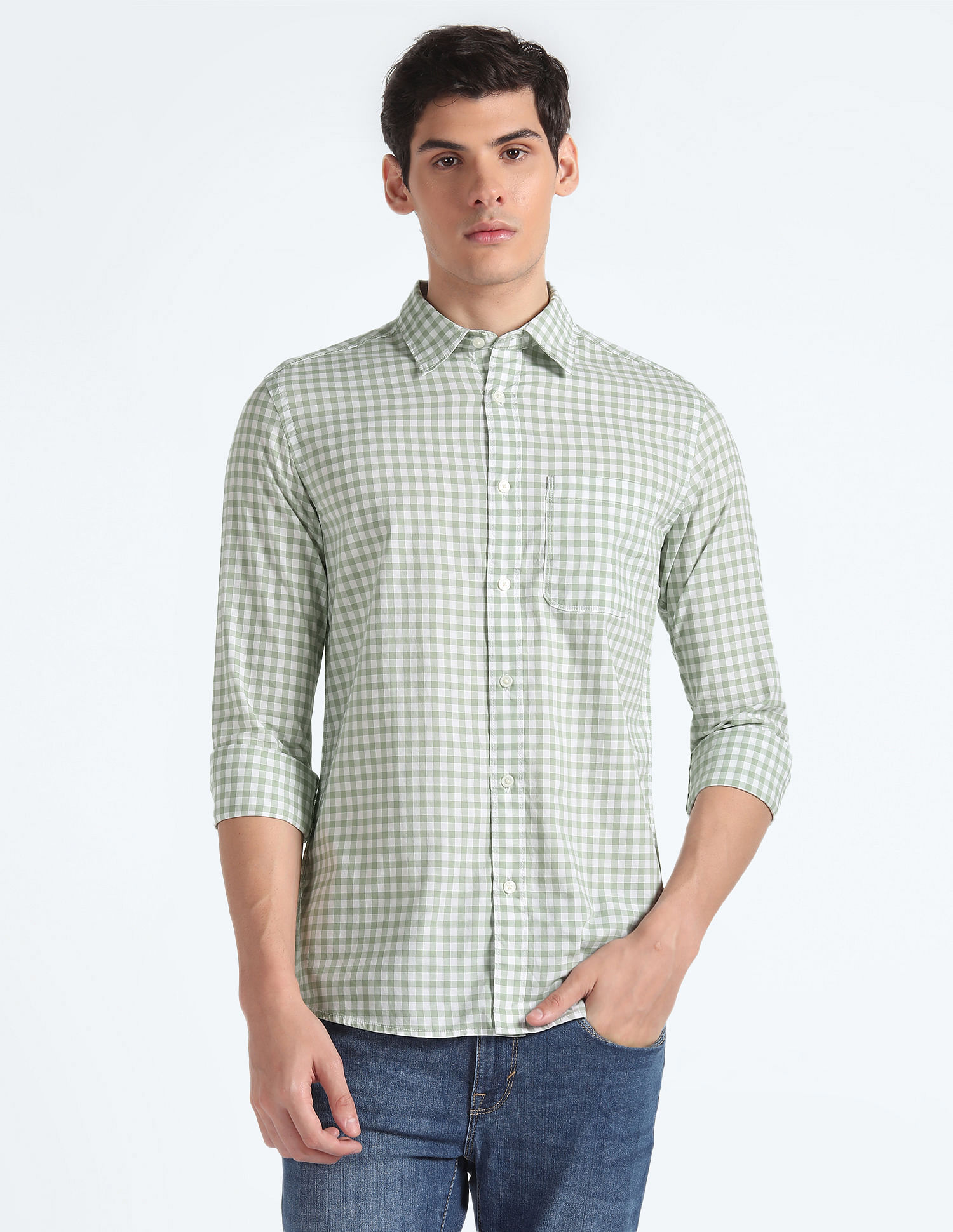Flying Machine Spread Collar Slim Fit Shirt