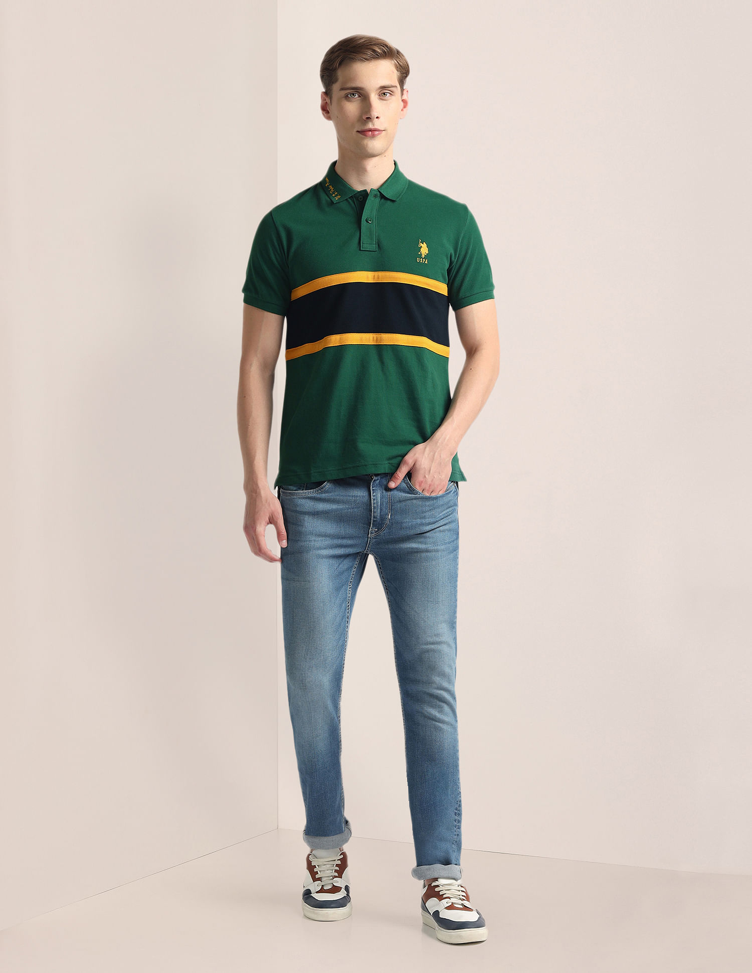 U.S. Polo Assn. Colour Block Slim Polo Shirt