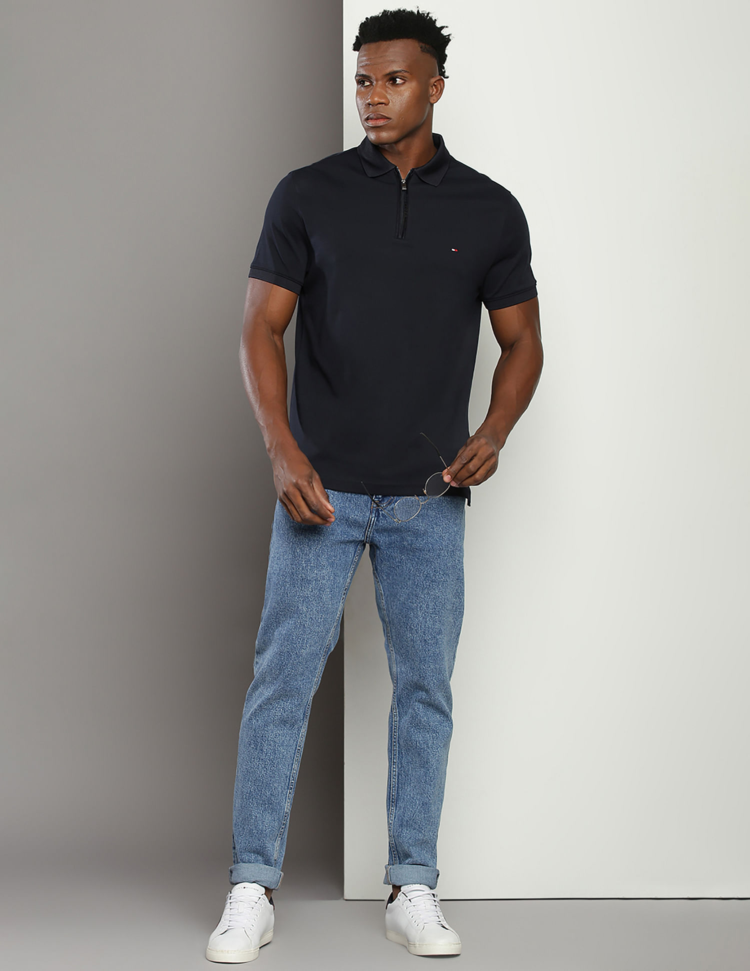 Buy Tommy Hilfiger Solid Interlock Zip Polo Shirt - NNNOW.com