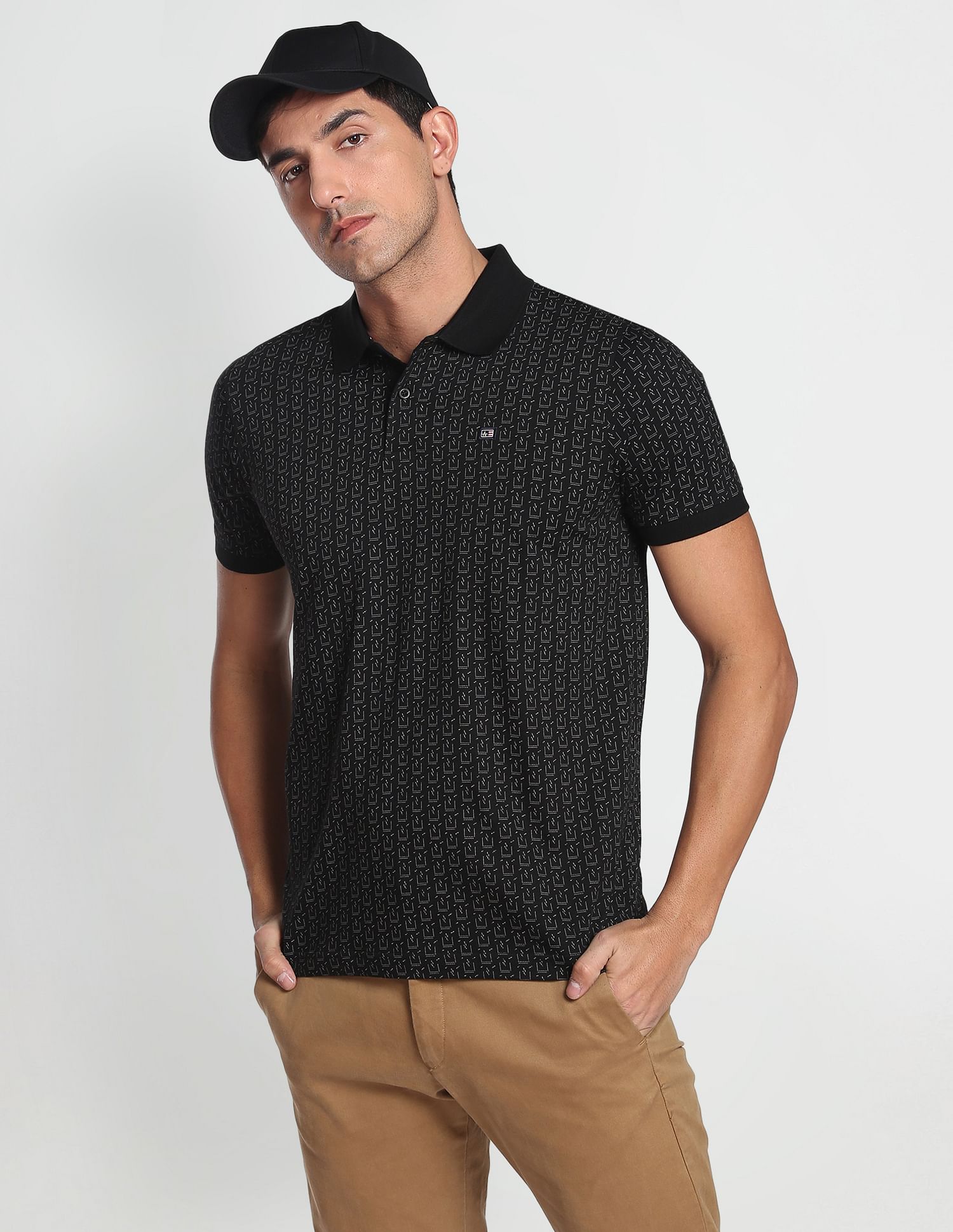 Arrow Sports All Over Print Cotton Polo T-Shirt