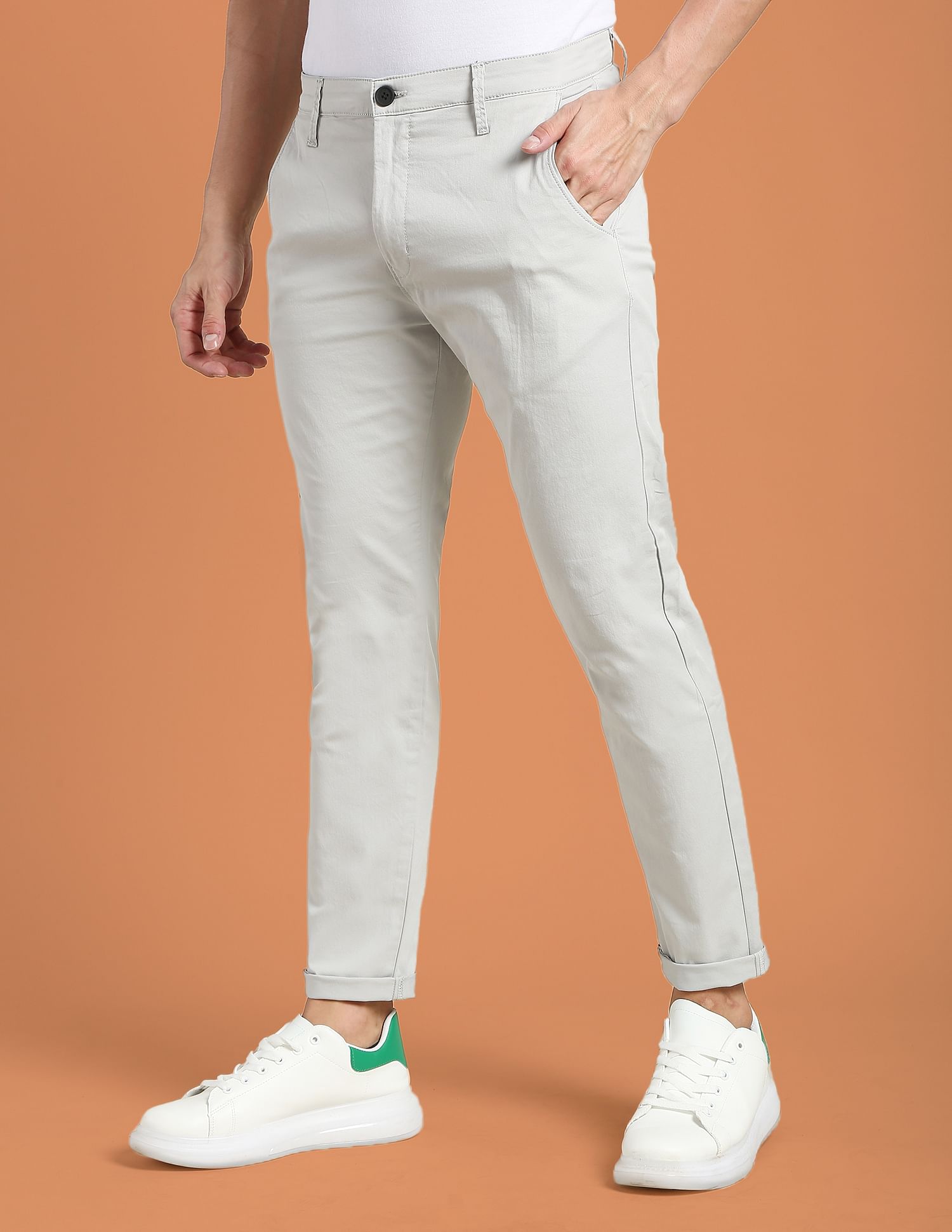 Flying Machine Mid Rise Solid F-Lite Trousers