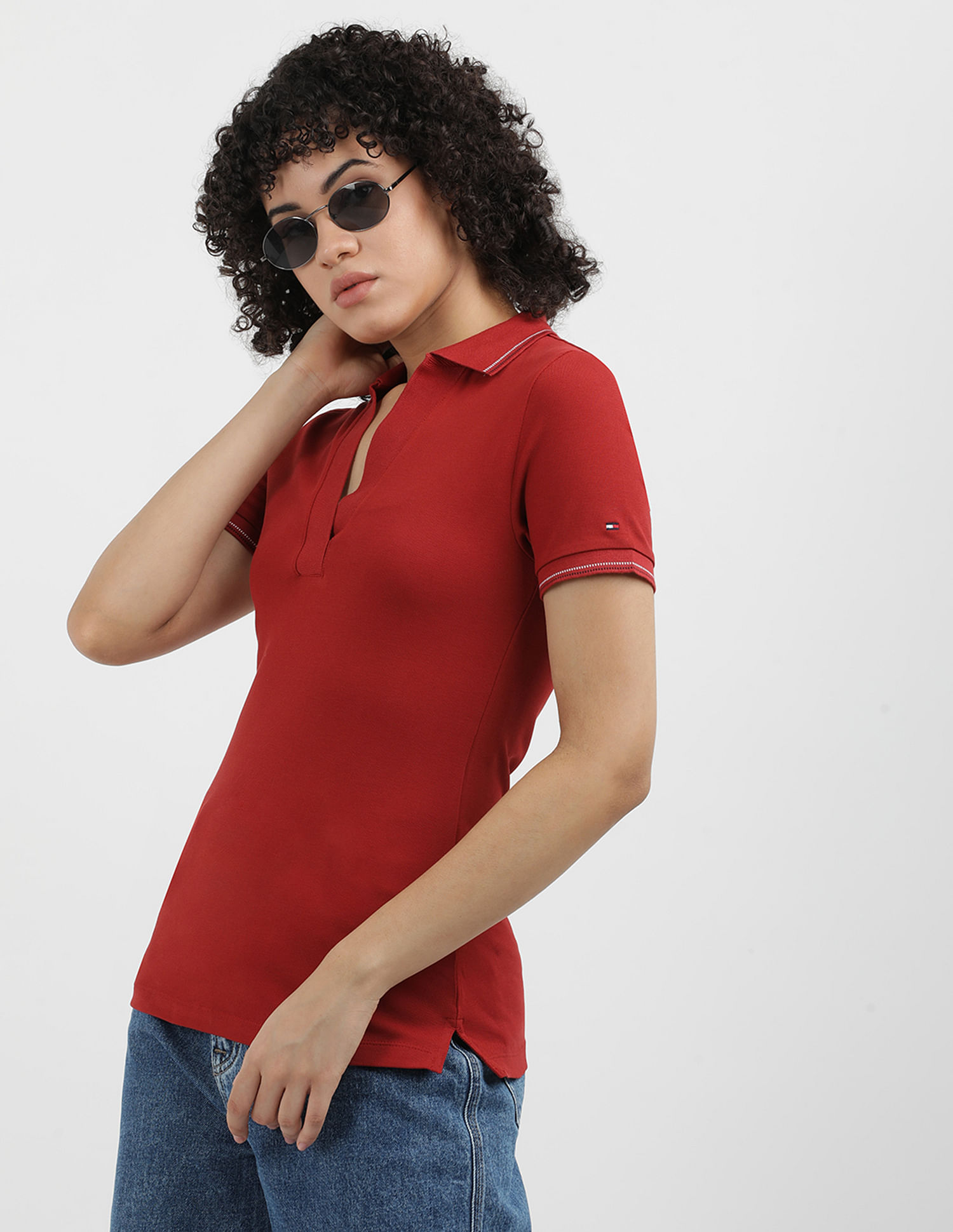 Tommy Hilfiger Slim Open Placket Tipping Polo Shirt
