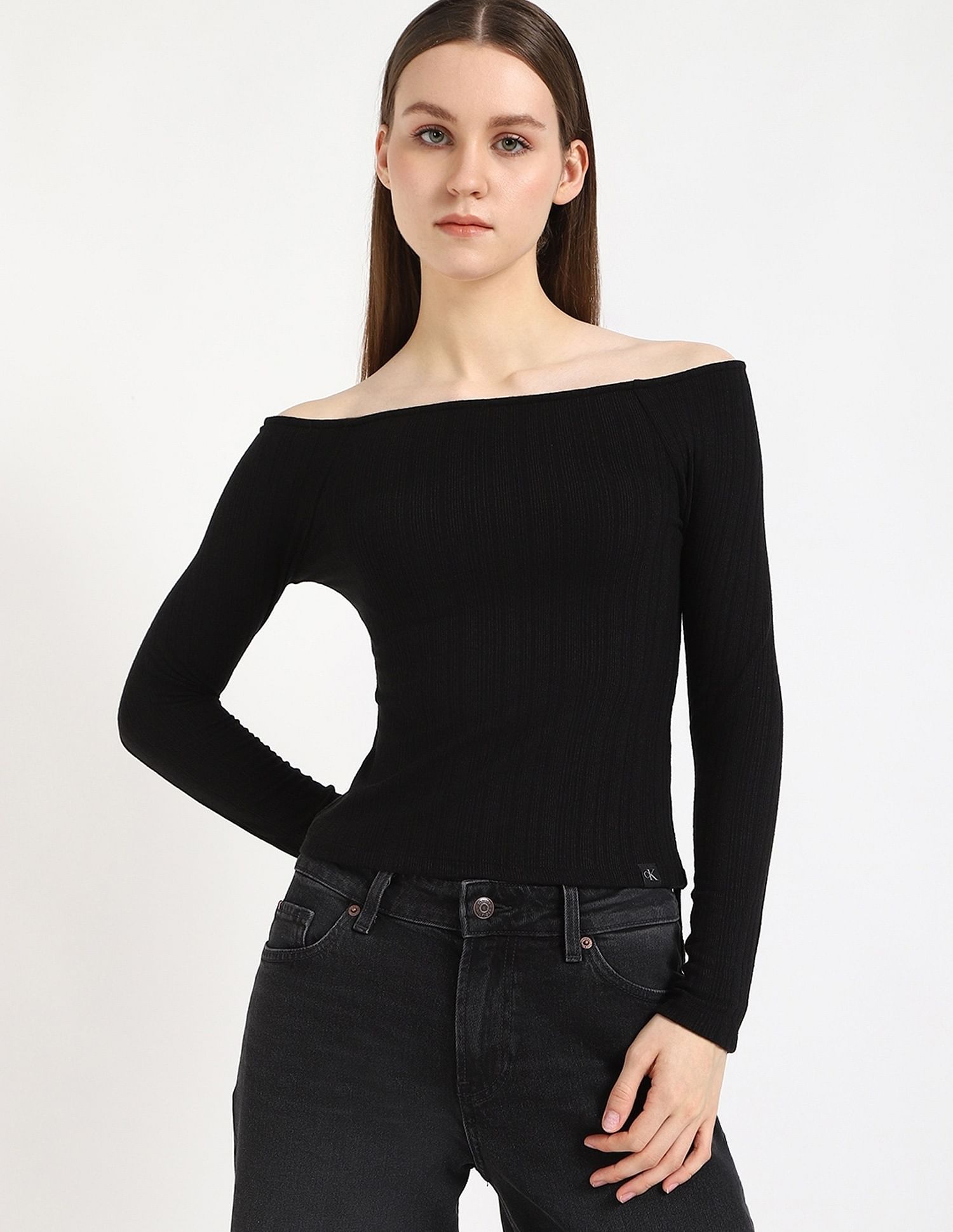 Calvin Klein Jeans Womens Slim Fit Solid Top