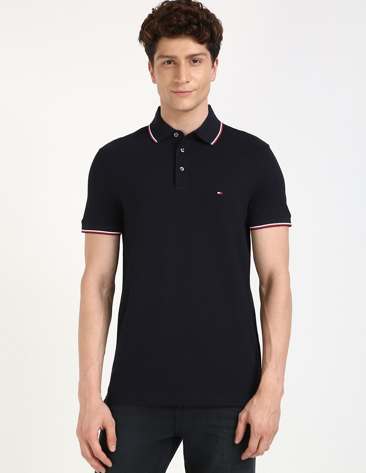 Tommy Hilfiger Solid Regular-Fit Cotton Polo Shirt