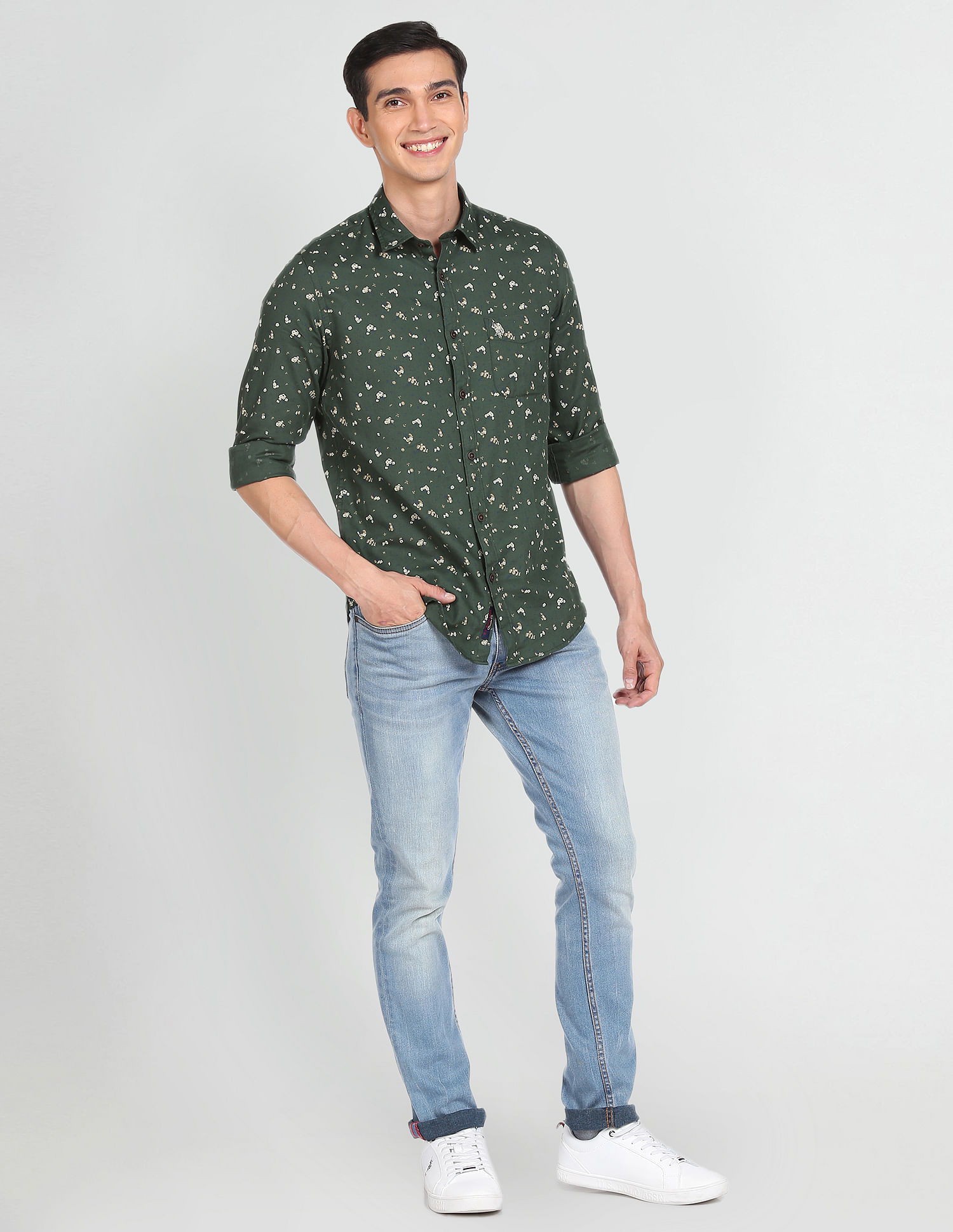 U.S. Polo Assn. Denim Co. Pure Cotton Printed Casual Shirt
