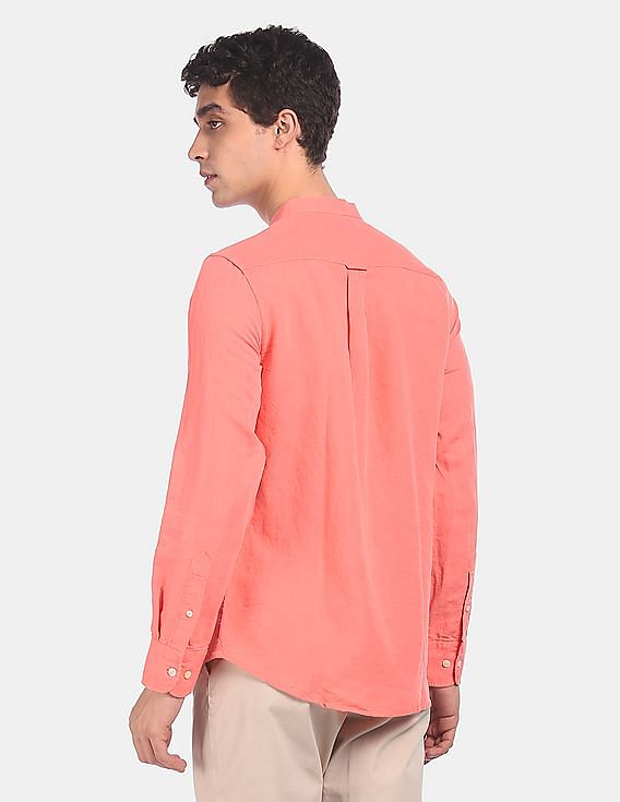 U.S. Polo Assn. Mandarin Collar Solid Casual Shirt
