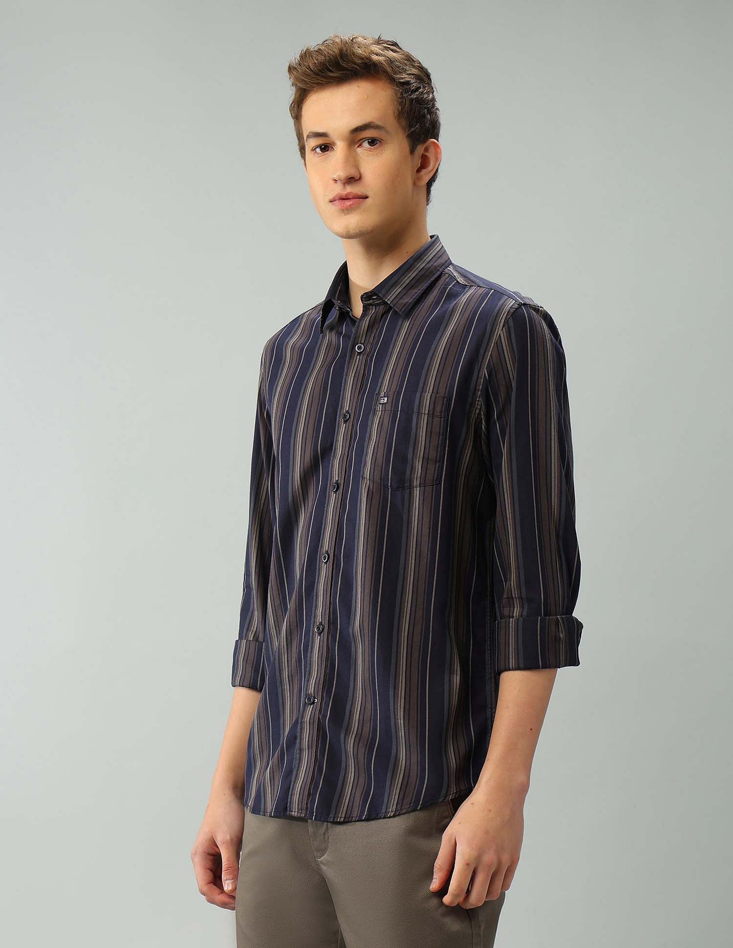 Arrow Sport Manhattan Slim Fit Vertical Striped Shirt