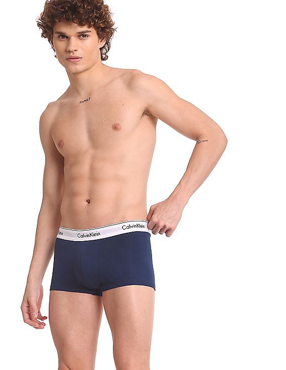 Buy Calvin Klein Underwear Men Assorted Branded Waist Low Rise Trunks - Pack  Of 3 