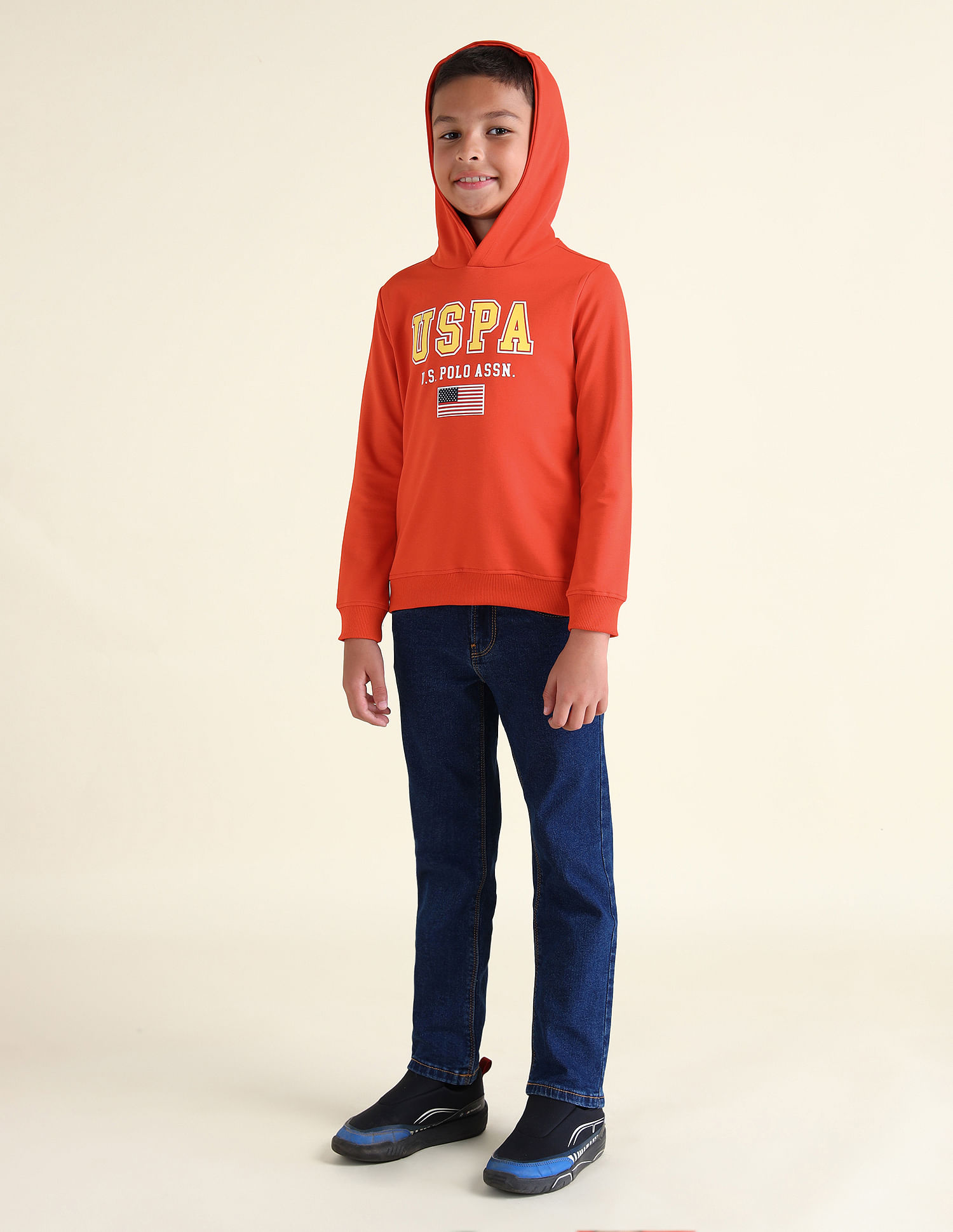 U.S. Polo Assn. Kids Boys Brand Printed Hooded Sweatshirt