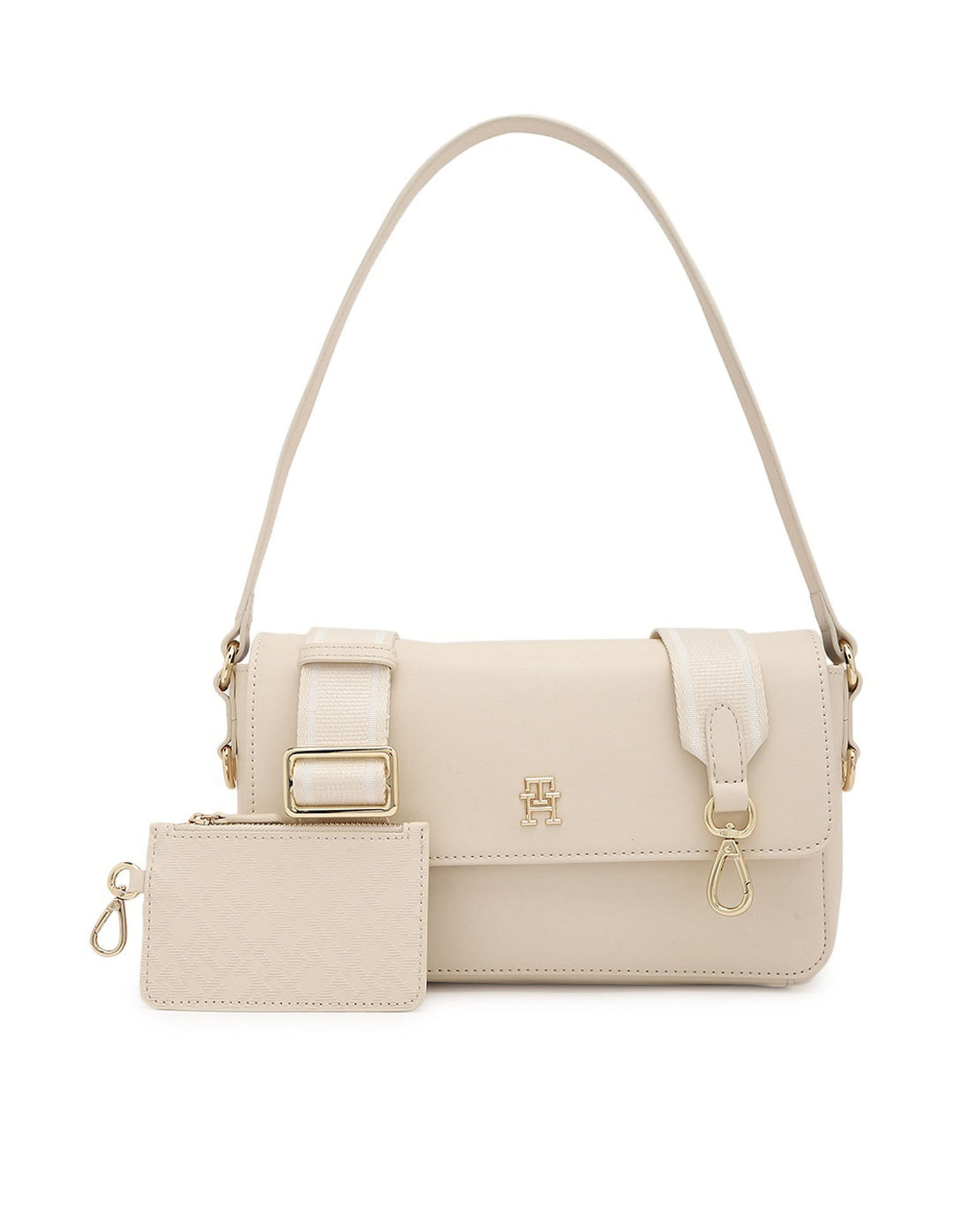 Tommy Hilfiger Solid Beige PU Bag