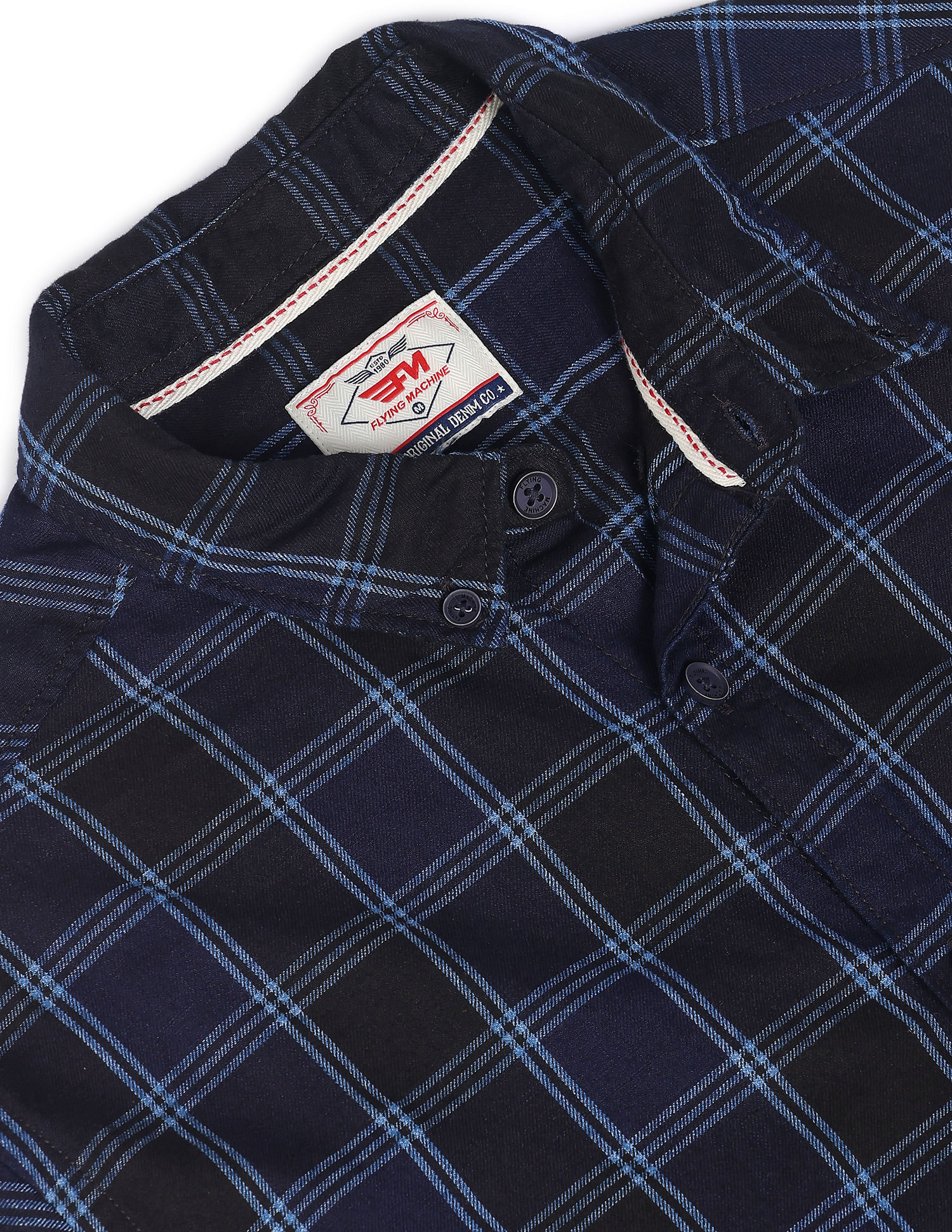 Flying Machine Plaid Check Twill Cotton Shirt