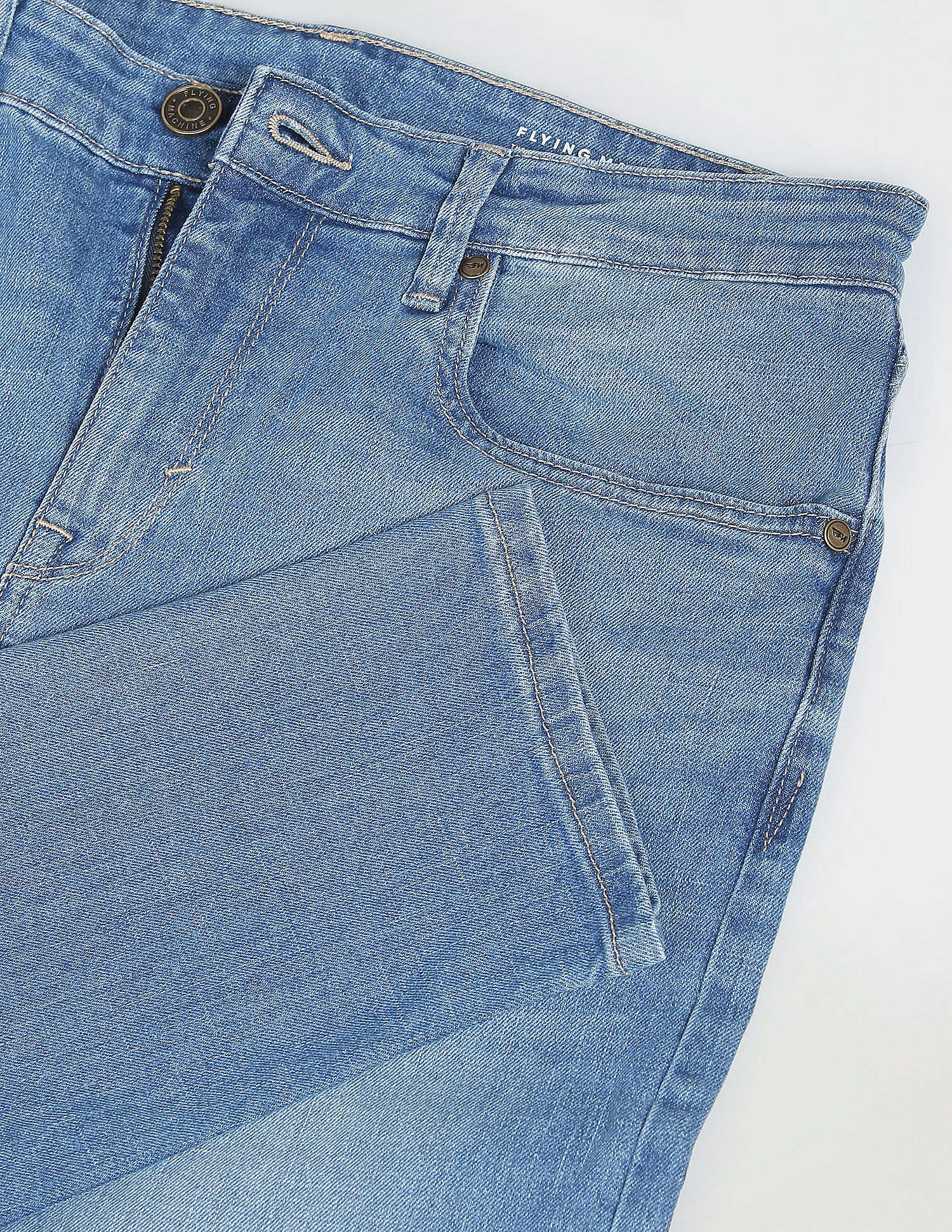 Flying Machine Slash Slim Tapered Fit Mid Rise Jeans