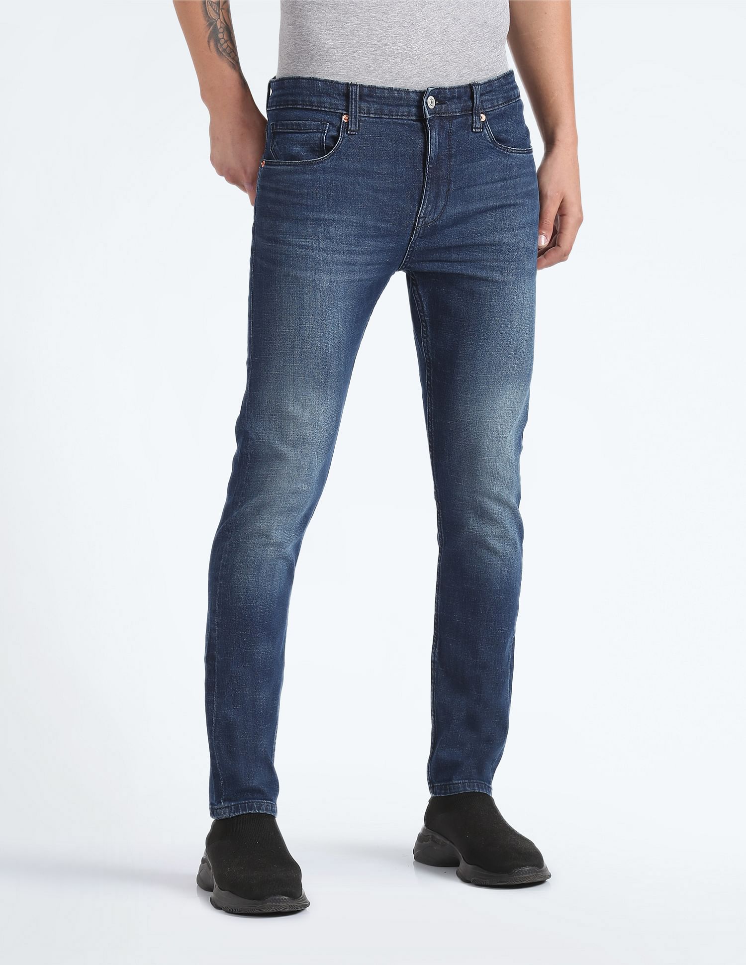 Flying Machine Slash Slim Tapered Mid Rise Jeans