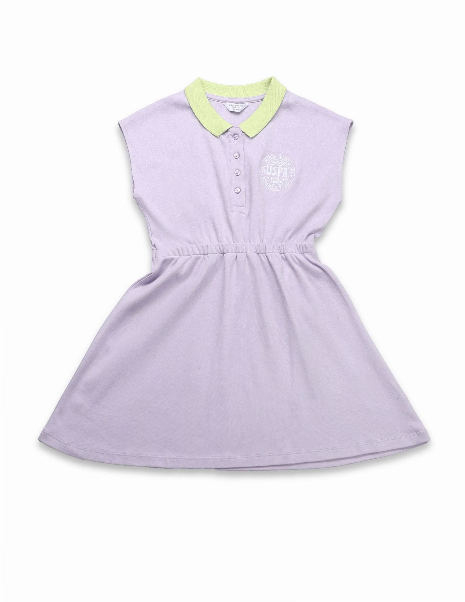 U.S. Polo Assn. Kids Girls Cinched Waist Polo Dress