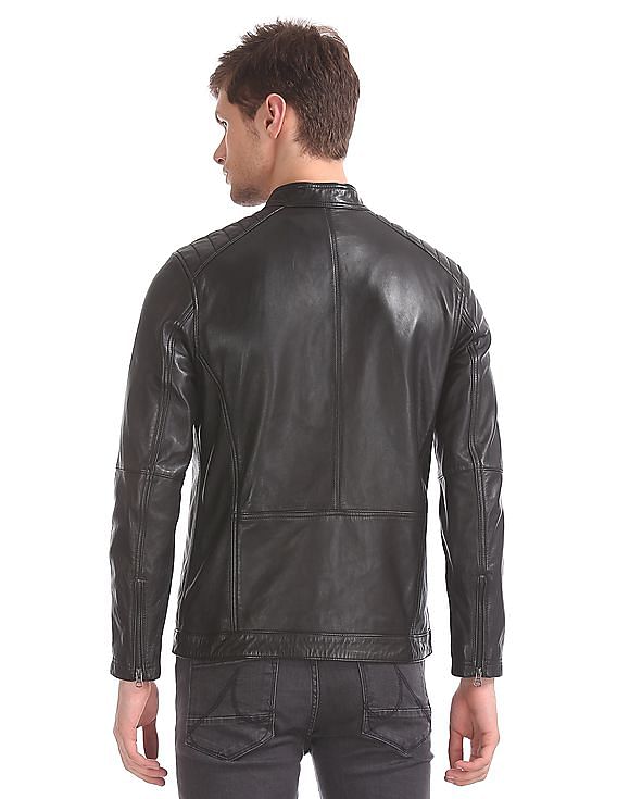 us polo black leather jacket